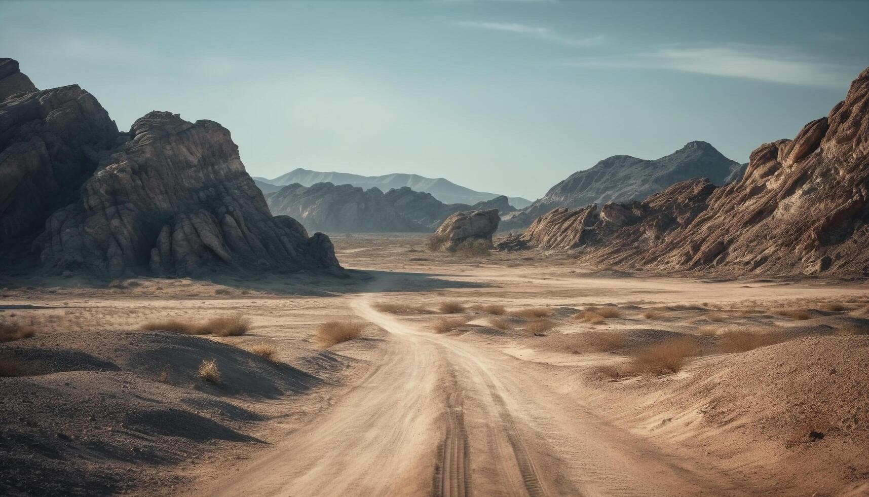 Transport auf Schmutz Straße durch trocken Terrain generiert durch ai foto