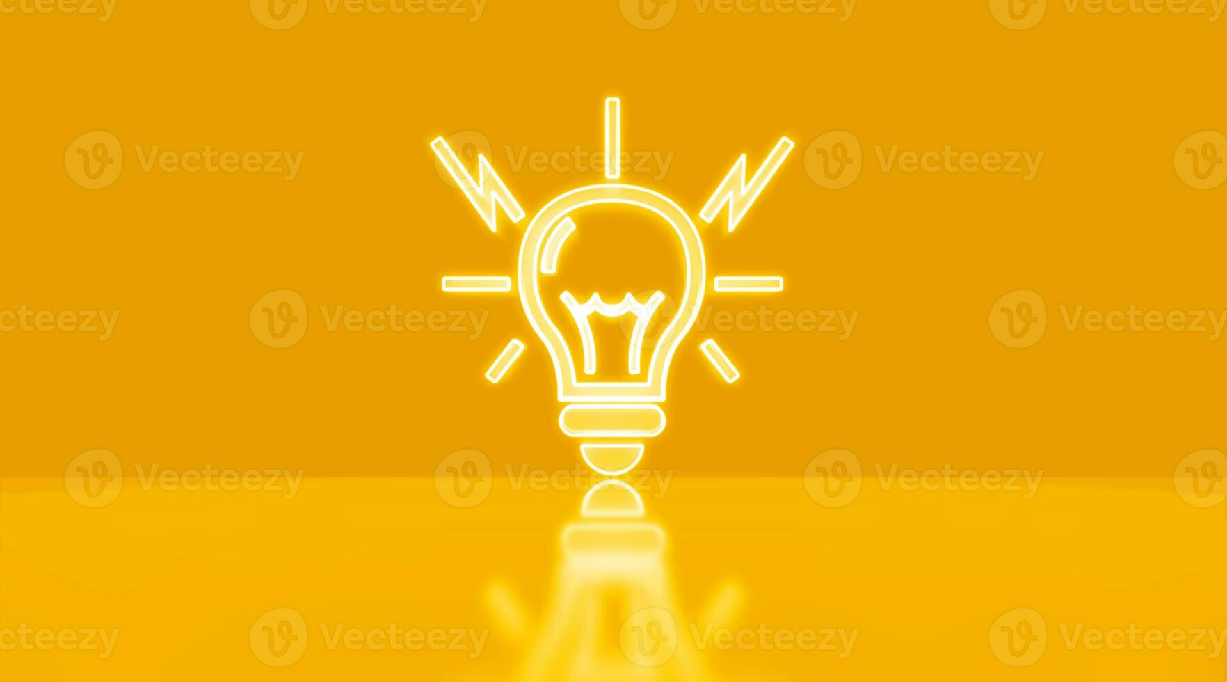 Neon- Licht Birne Symbol. glühend Neon- Lampe Ideen, Innovation Konzept. foto