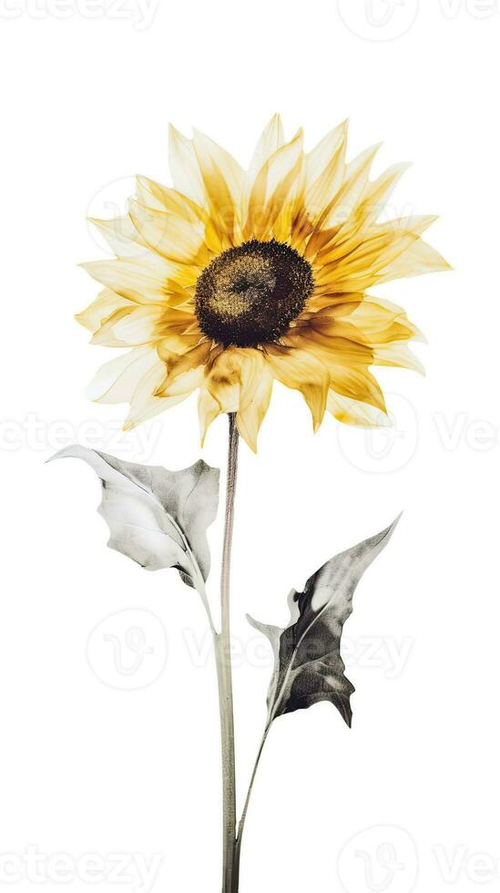 Aquarell schön Sonnenblume auf transparent Hintergrund. generativ ai. foto