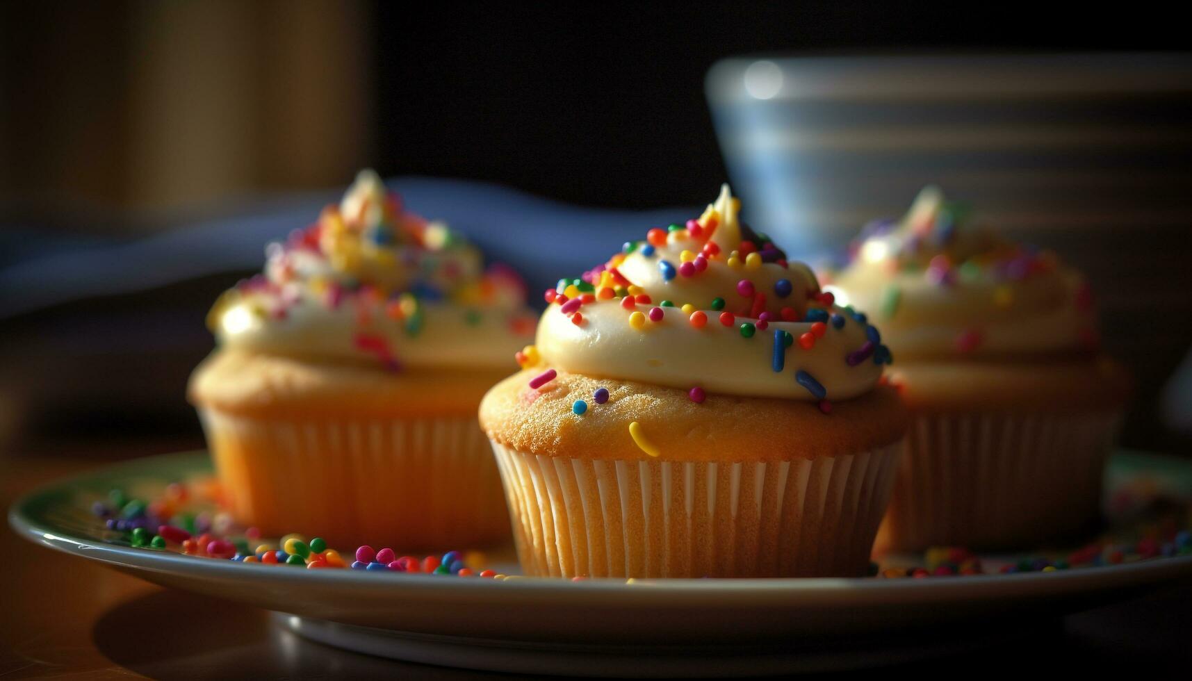 hausgemacht Cupcakes mit Rosa Glasur und Erdbeeren generiert durch ai foto