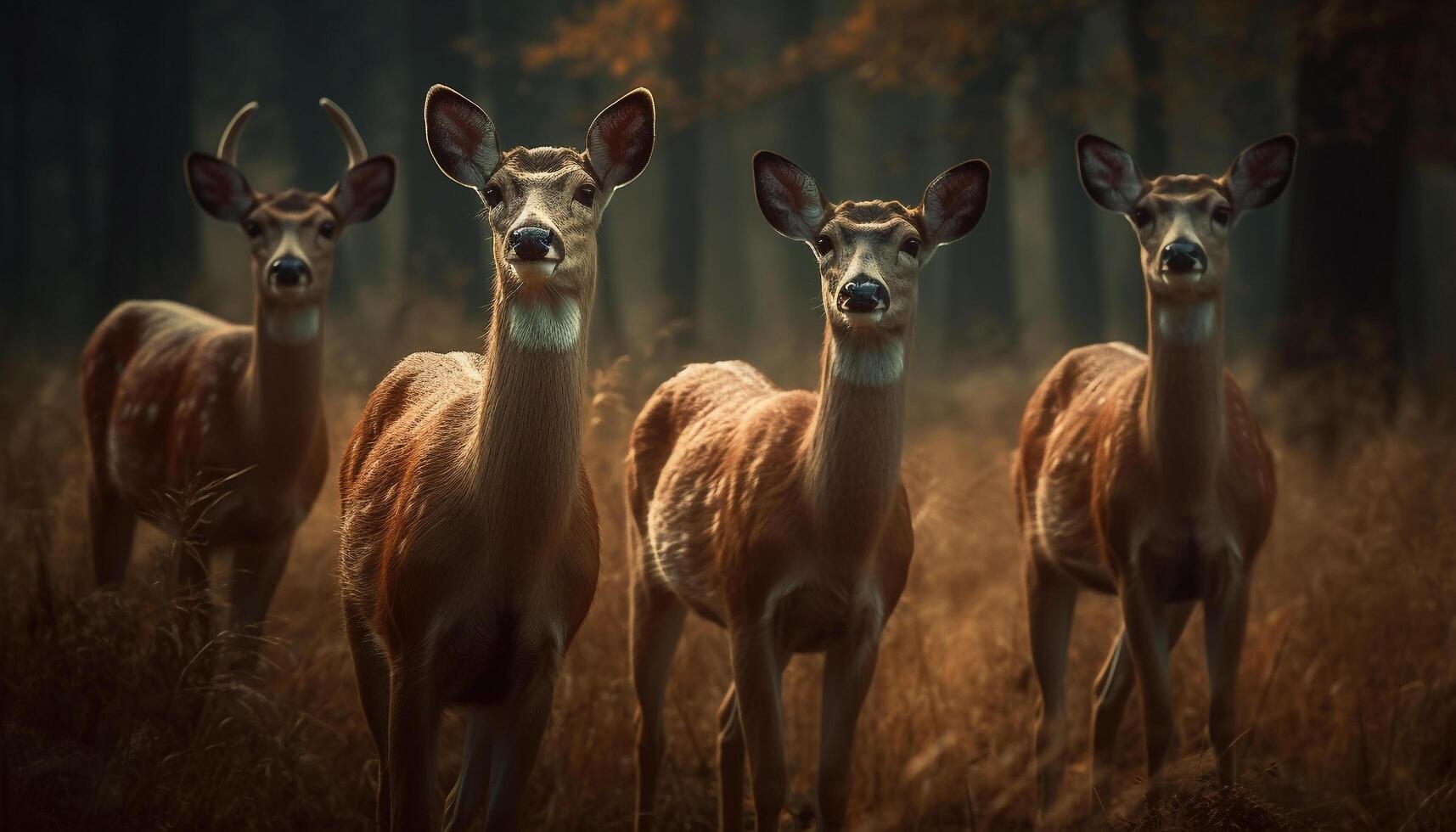 gehörnt Damhirschkuh Weiden lassen im Wiese, suchen süß generiert durch ai foto