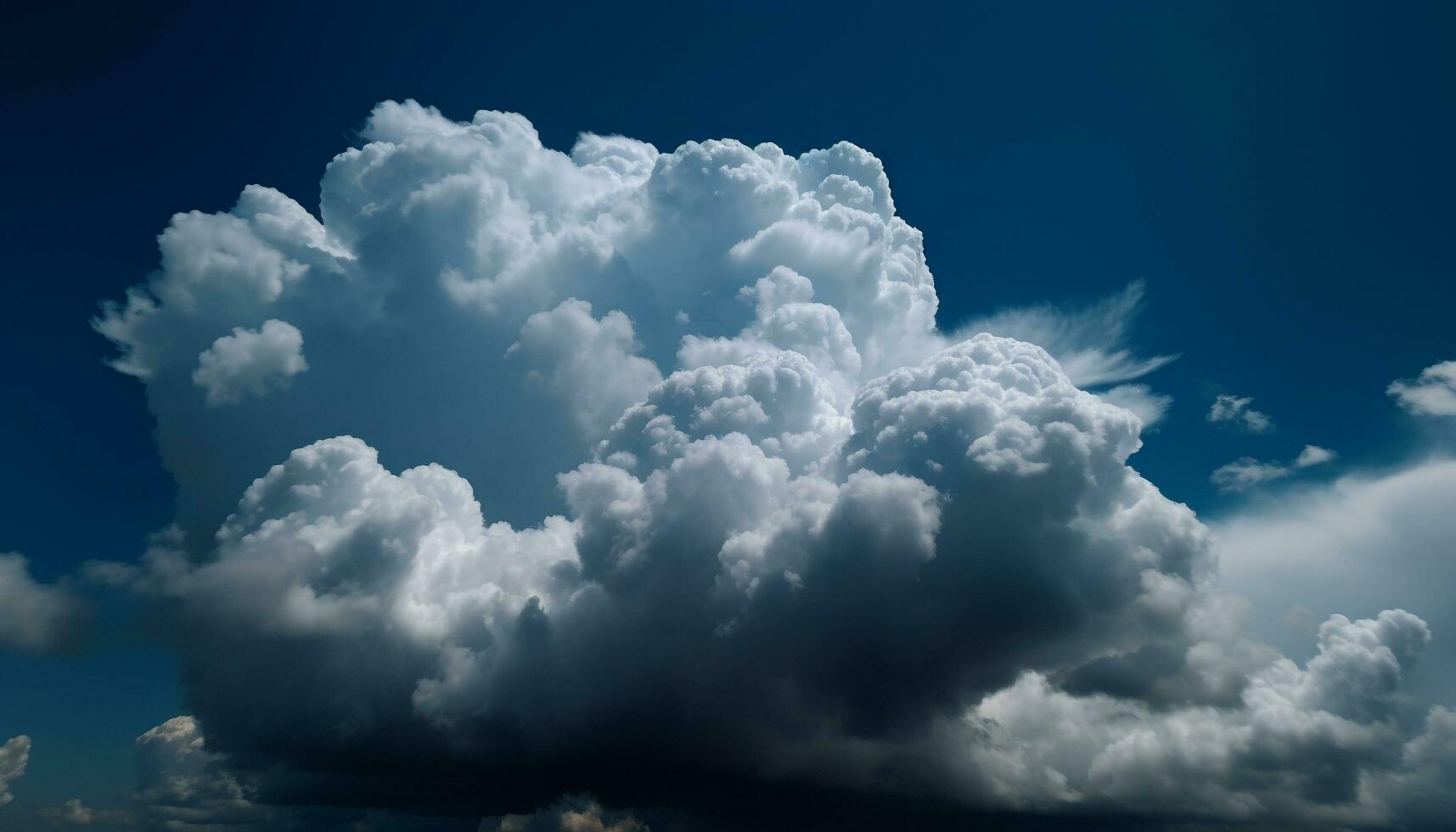 flauschige Kumulus Wolken schweben im Sommer- Himmel generiert durch ai foto