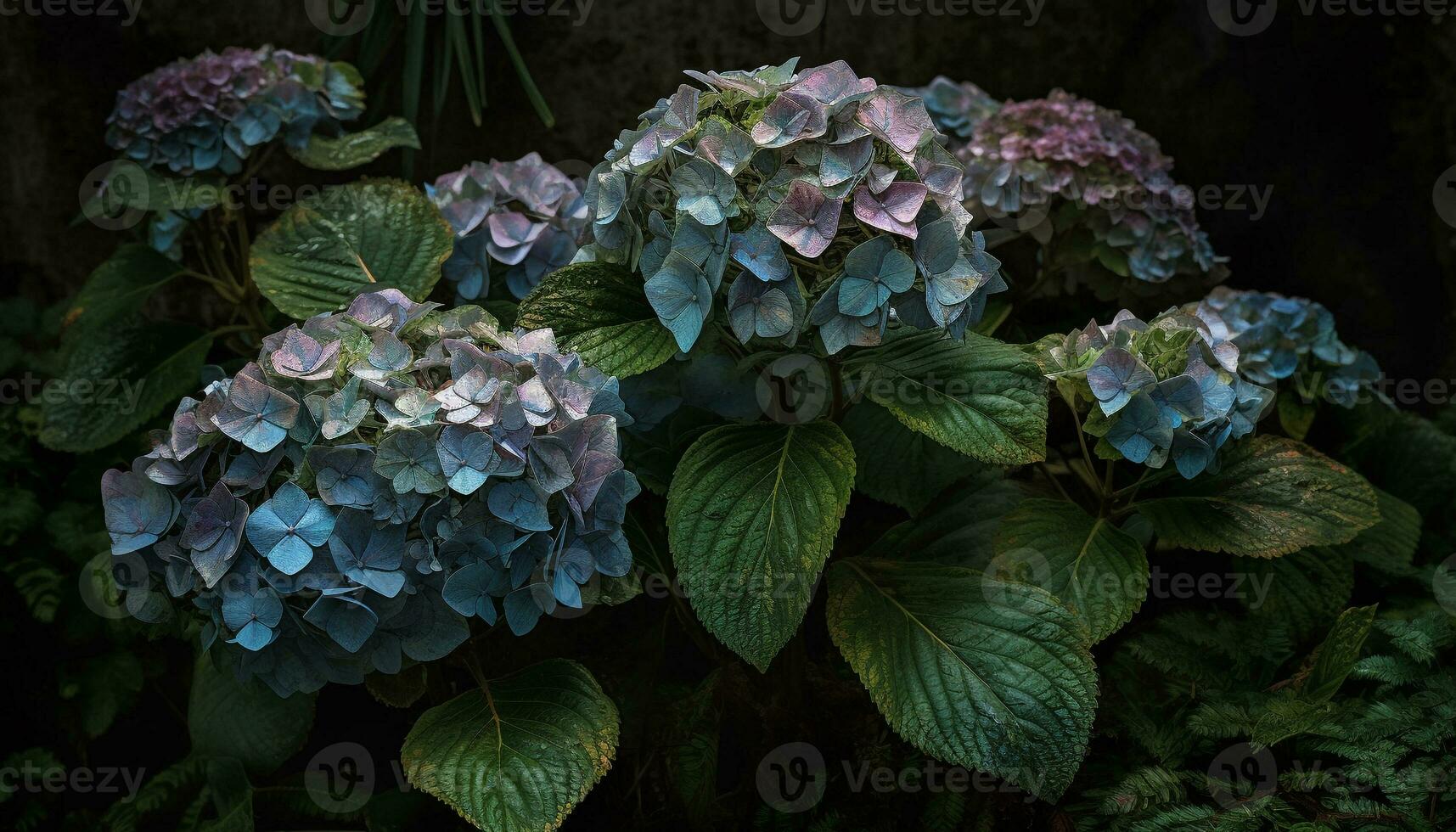 beschwingt Hortensie blühen im Natur formal Garten generiert durch ai foto