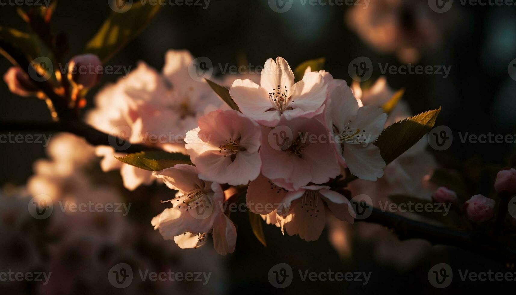 Kirsche blühen Ast blüht mit beschwingt Rosa Blütenblätter generiert durch ai foto