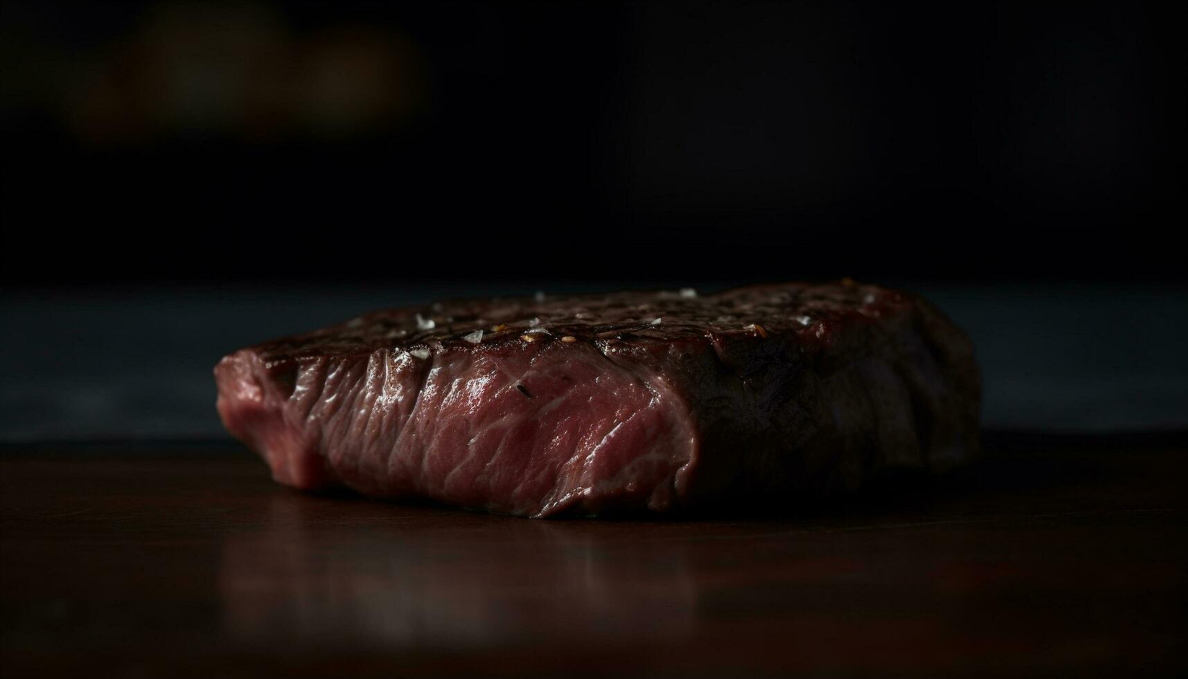 gegrillt Filet Steak auf Holz Tisch, marmoriert Fleisch, Gourmet Mahlzeit generiert durch ai foto