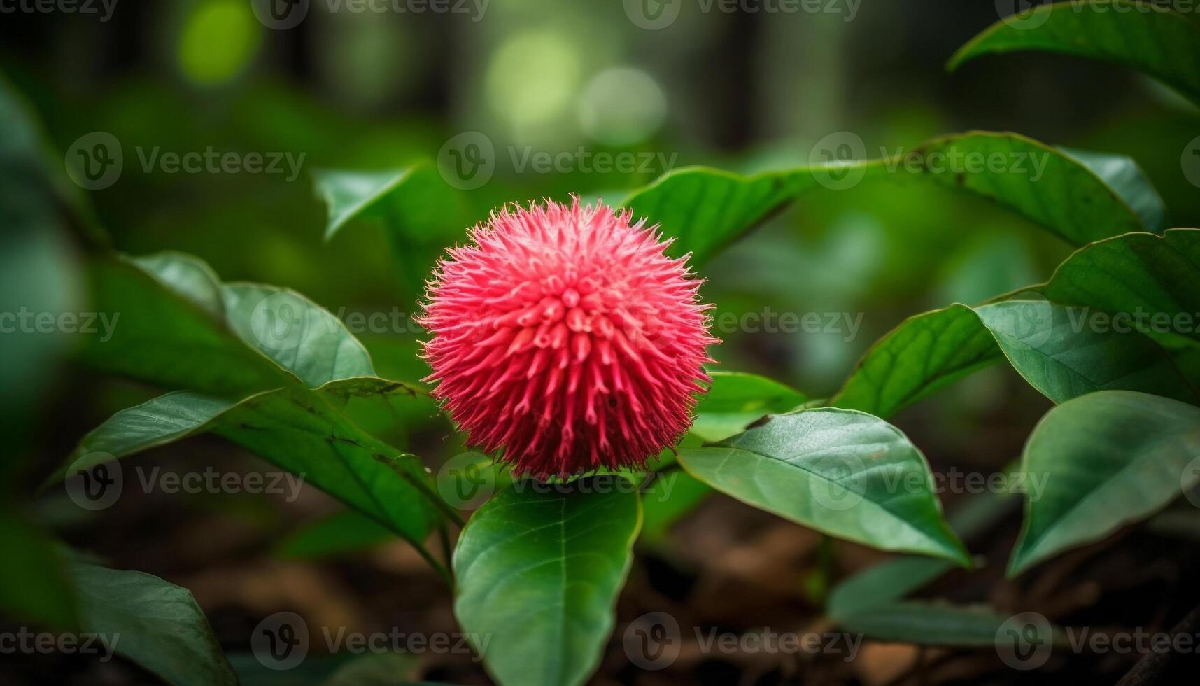 beschwingt Single Blume blühen im Grün Laub, umgeben durch Natur generiert durch ai foto