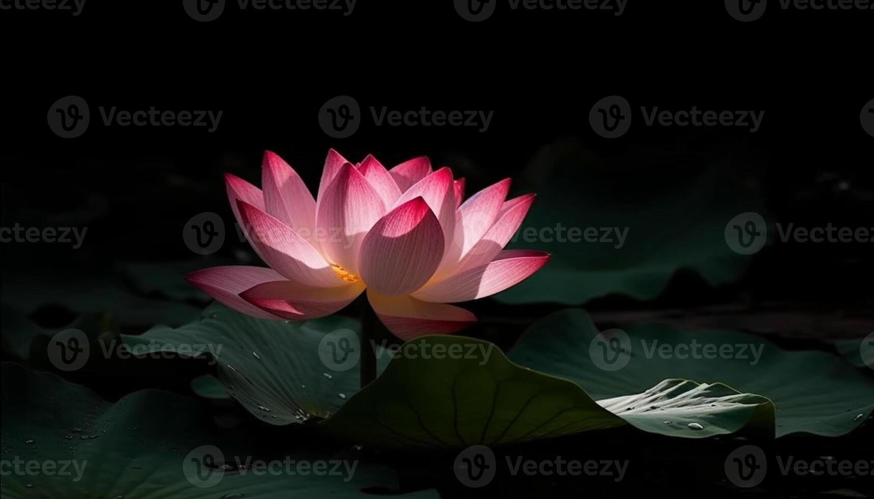 still Lotus blühen schwimmt auf Teich, symbolisieren Schönheit und Spiritualität generiert durch ai foto