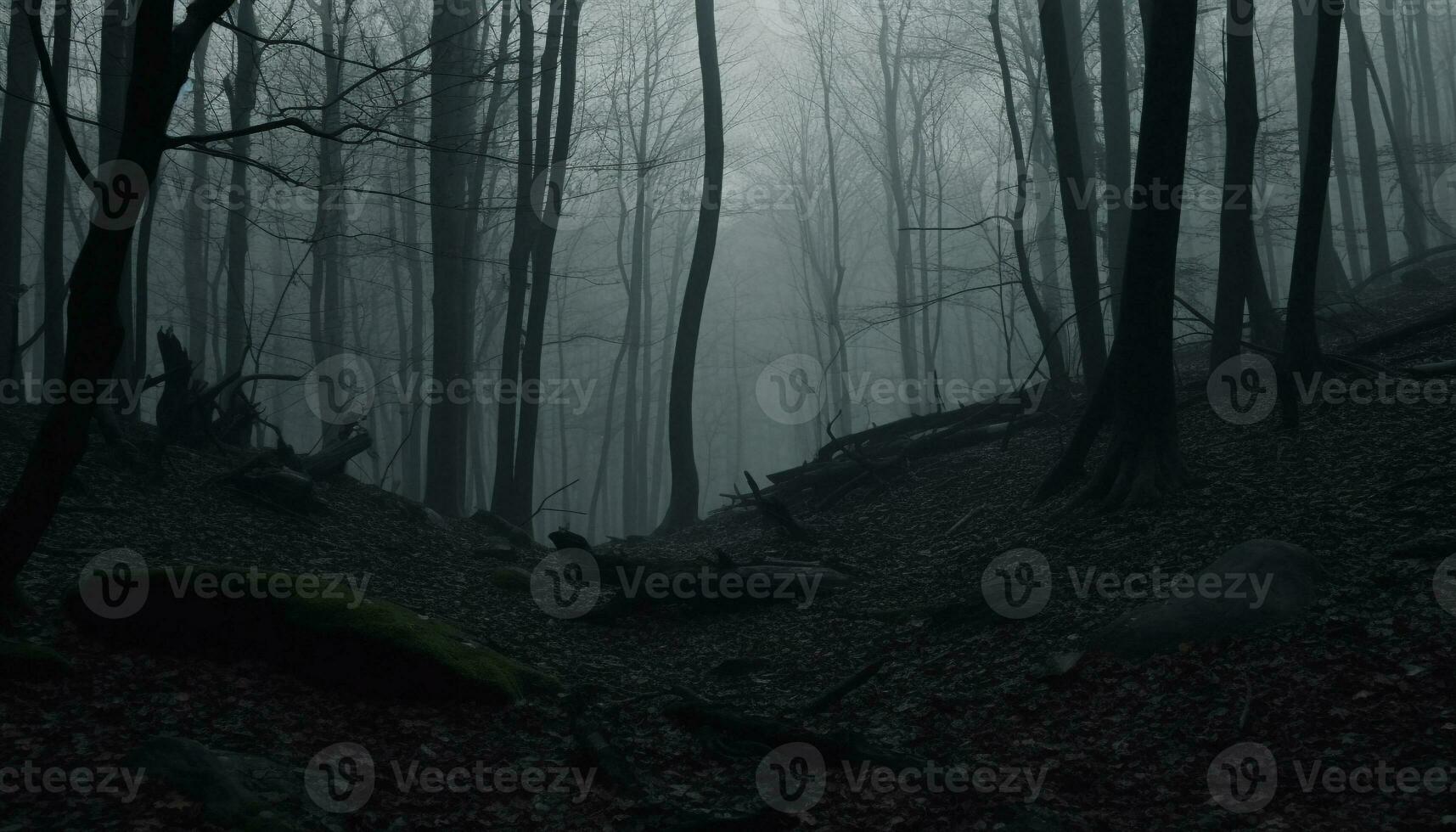 gespenstisch Wald Silhouette, Geheimnis und Grusel im still Szene generiert durch ai foto