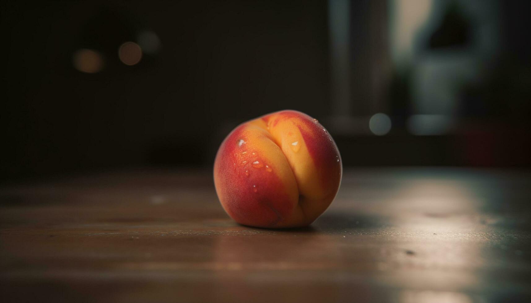 frisch organisch Apfel auf hölzern Tisch, reif und saftig generiert durch ai foto
