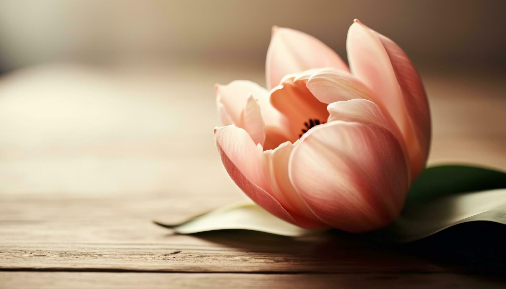 rustikal Vase hält Single Tulpe, präsentieren Schönheit im Natur generiert durch ai foto