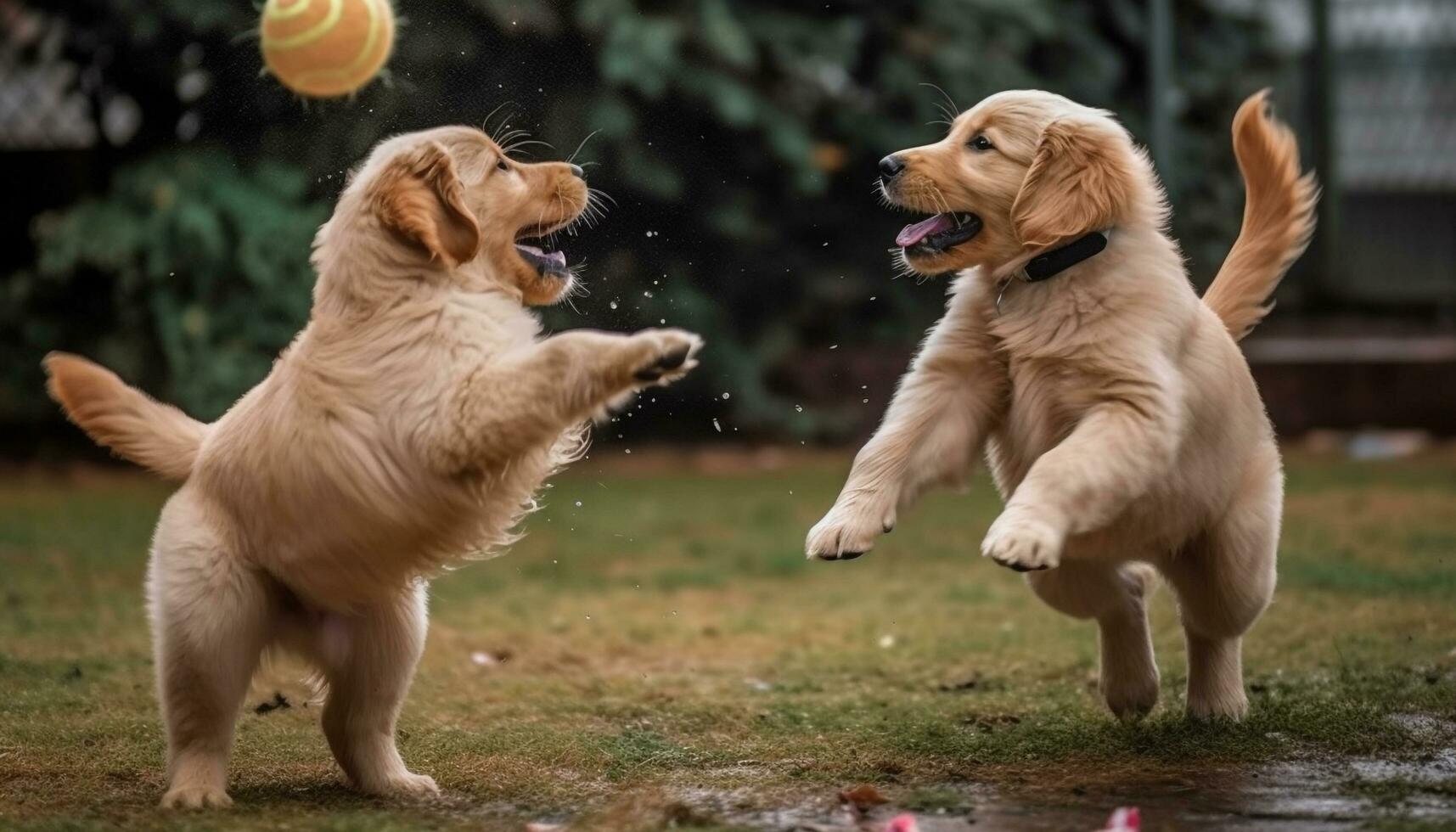 spielerisch Hündchen und treu Freund, ein süß Retriever im Bewegung generiert durch ai foto