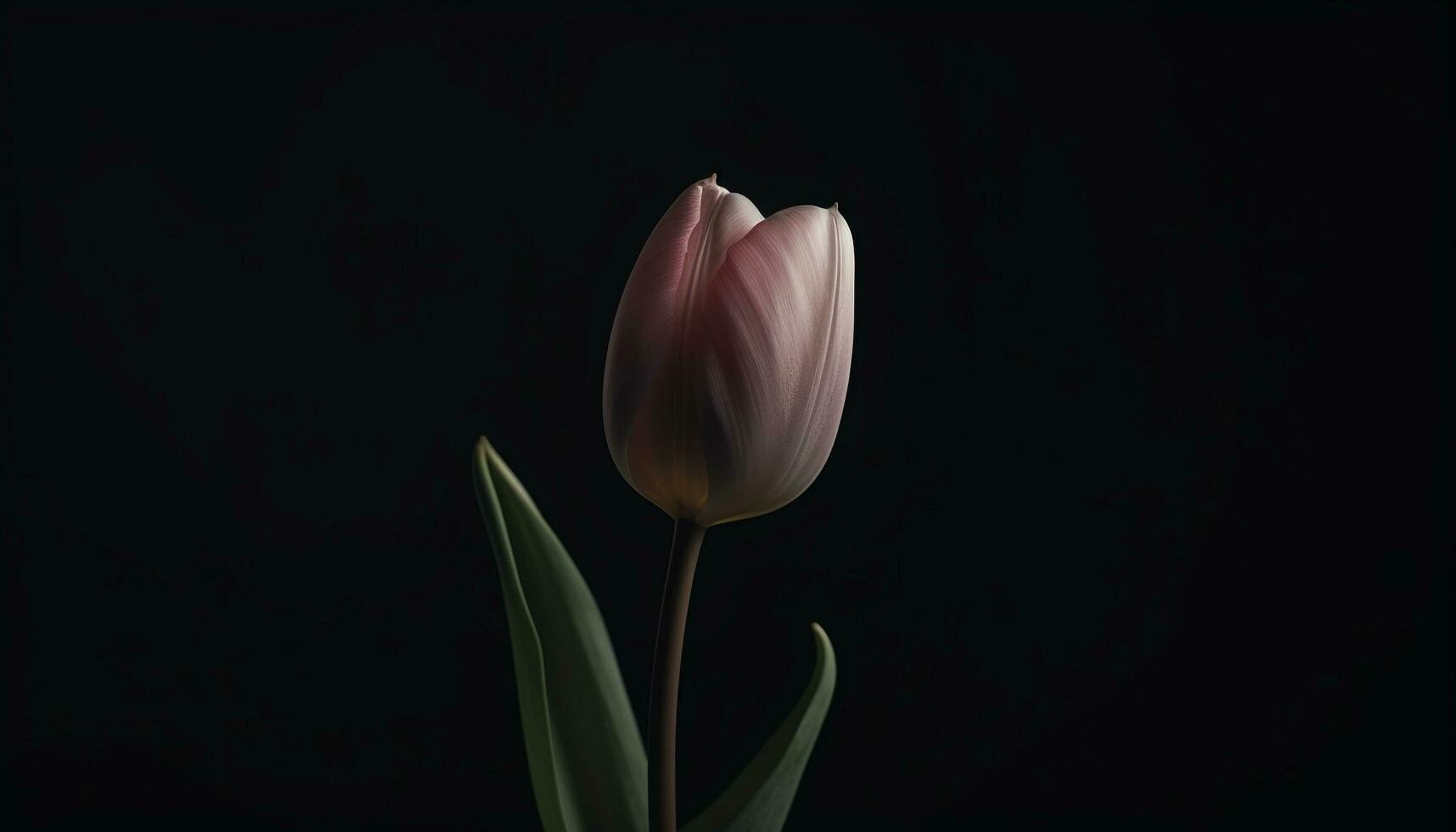 beschwingt Tulpe blühen im Rosa, lila und Gelb auf schwarz generiert durch ai foto