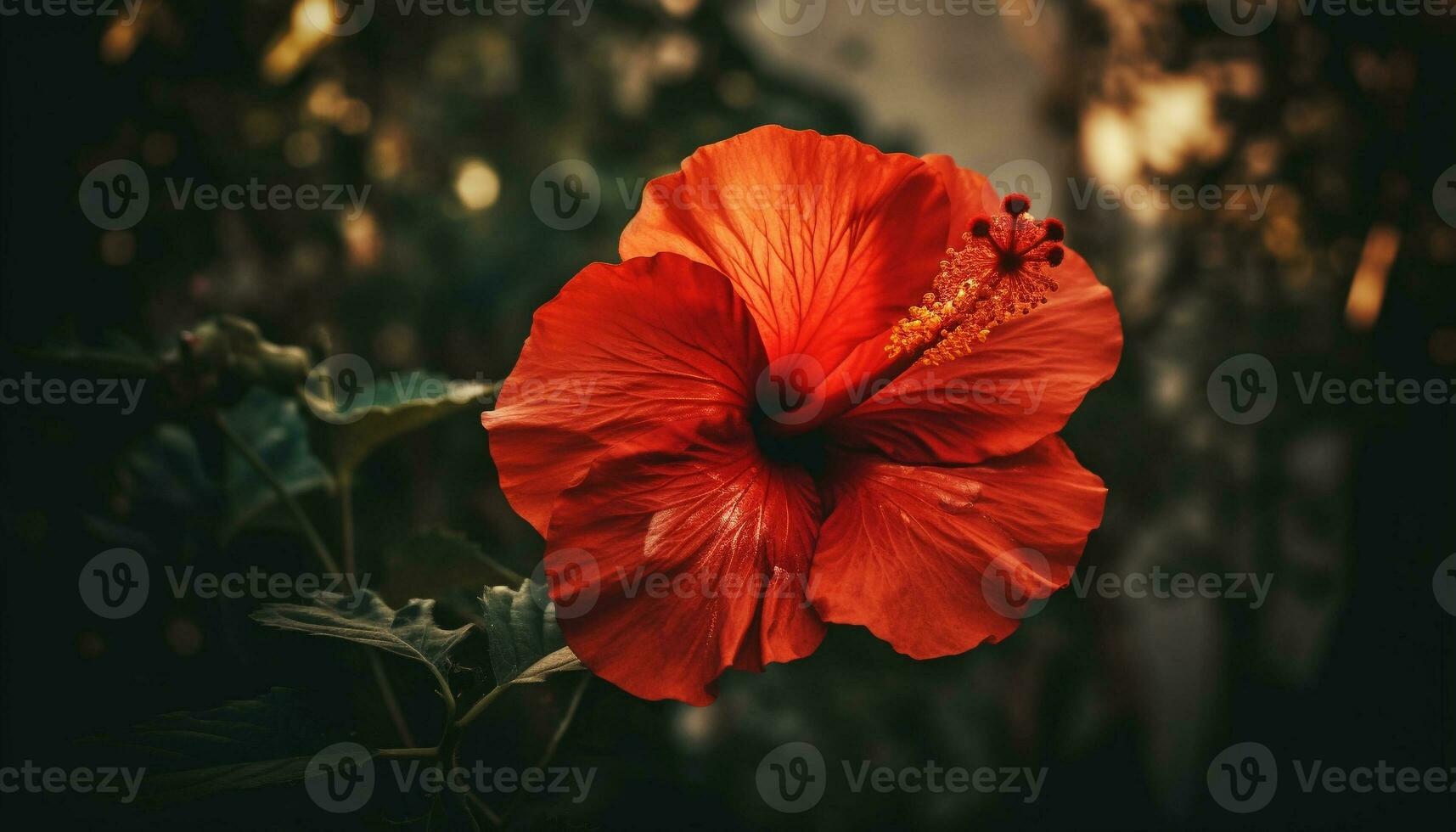 beschwingt Hibiskus blühen im schließen hoch, präsentieren multi farbig Blütenblätter generiert durch ai foto