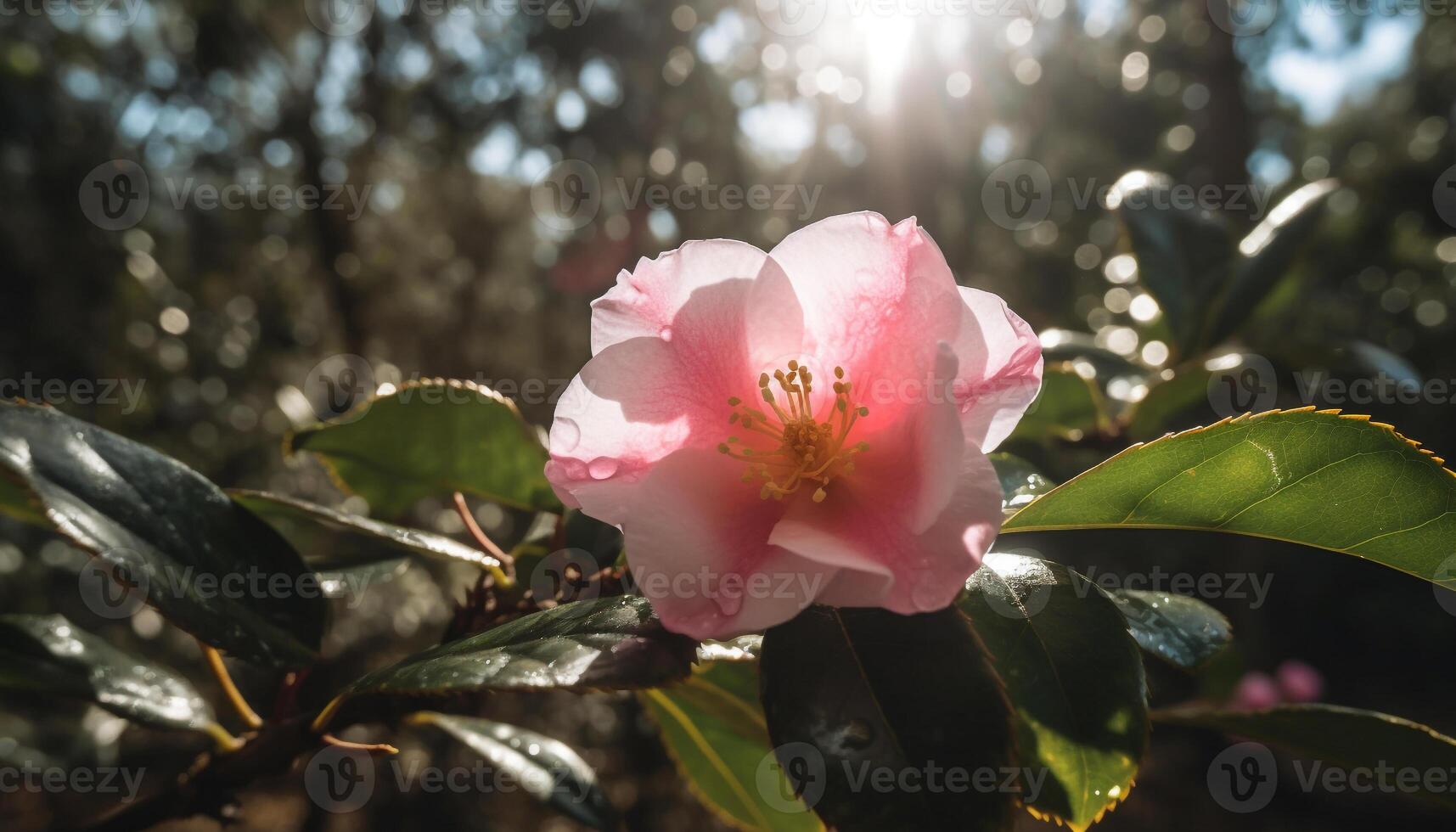 beschwingt Hibiskus blühen im tropisch Garten, schließen oben von Blütenblatt generiert durch ai foto