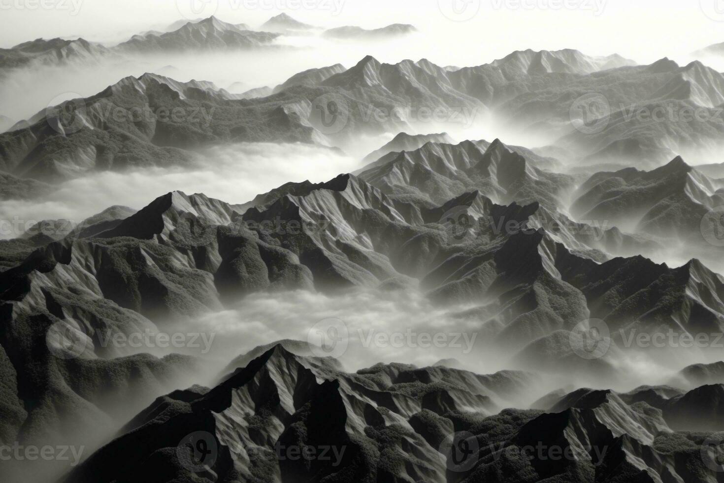 Dunst, Nebel und Berge. ai generativ foto