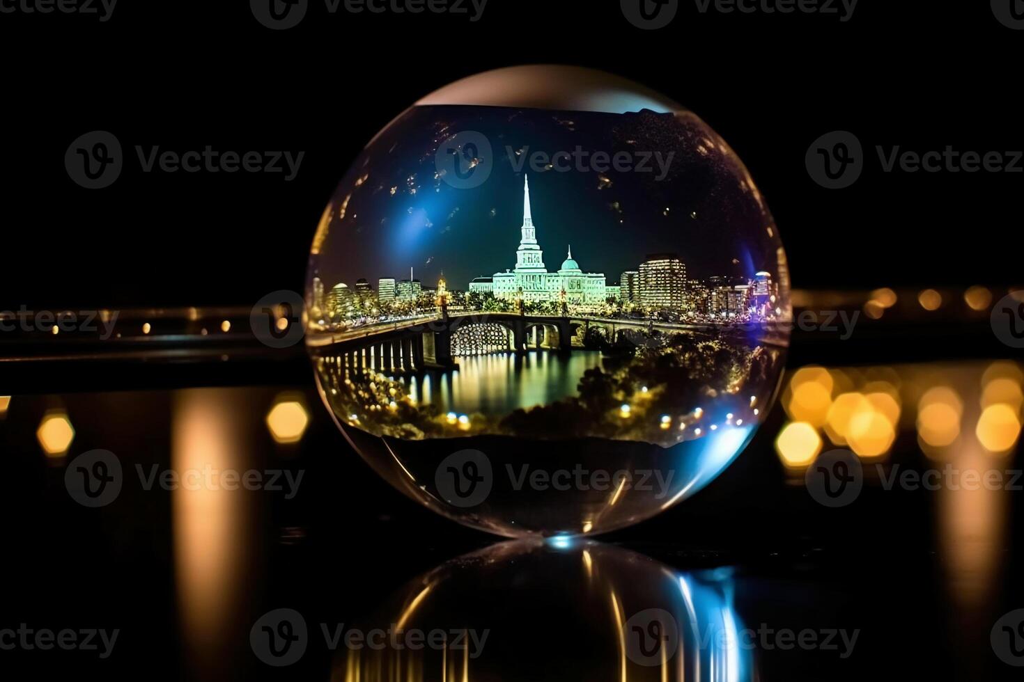 das Glas Ball ist suspendiert im Raum. ai generativ foto