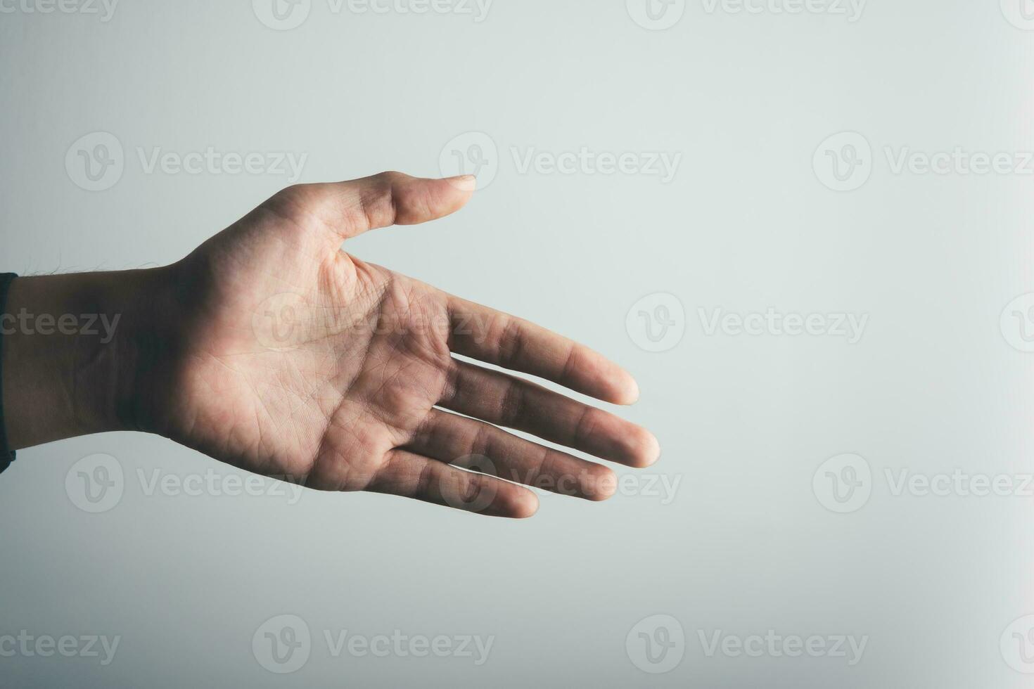Geschäftsmann Hand isolieren auf Weiß Hintergrund. Geschäft und Marketing Konzept. foto