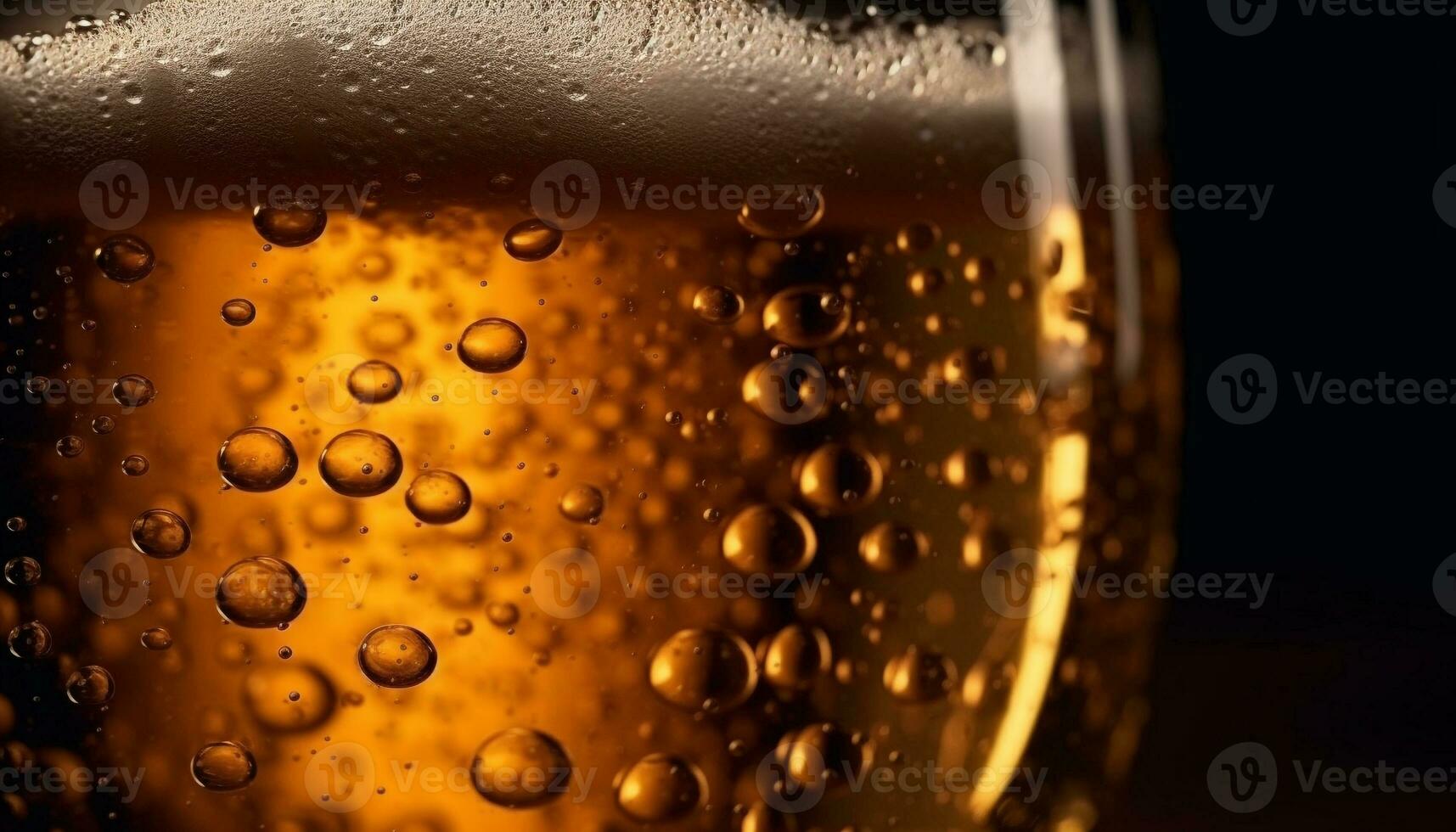 golden Bier Glas mit schaumig Luftblasen generiert durch ai foto