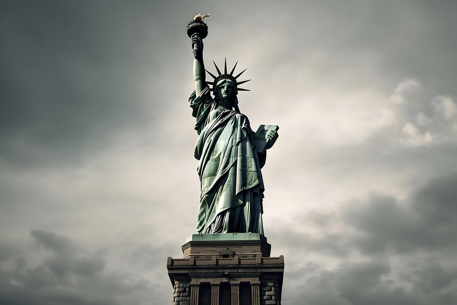 berühmt Statue von Freiheit, Neu York ai generiert foto