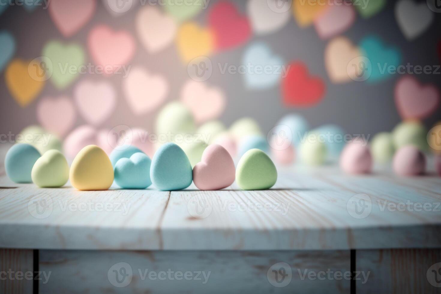 retro Süßigkeiten Herz Hintergrund im Pastell- Farben. generativ ai foto