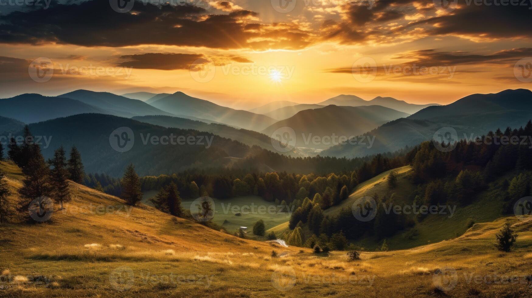 schön Landschaft im das Berge. Natur Hintergrund. ai generiert foto