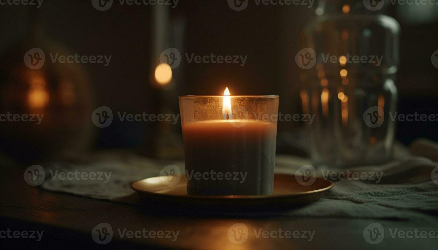 glühend Kerze leuchtet dunkel Tabelle zum Feier generiert durch ai foto