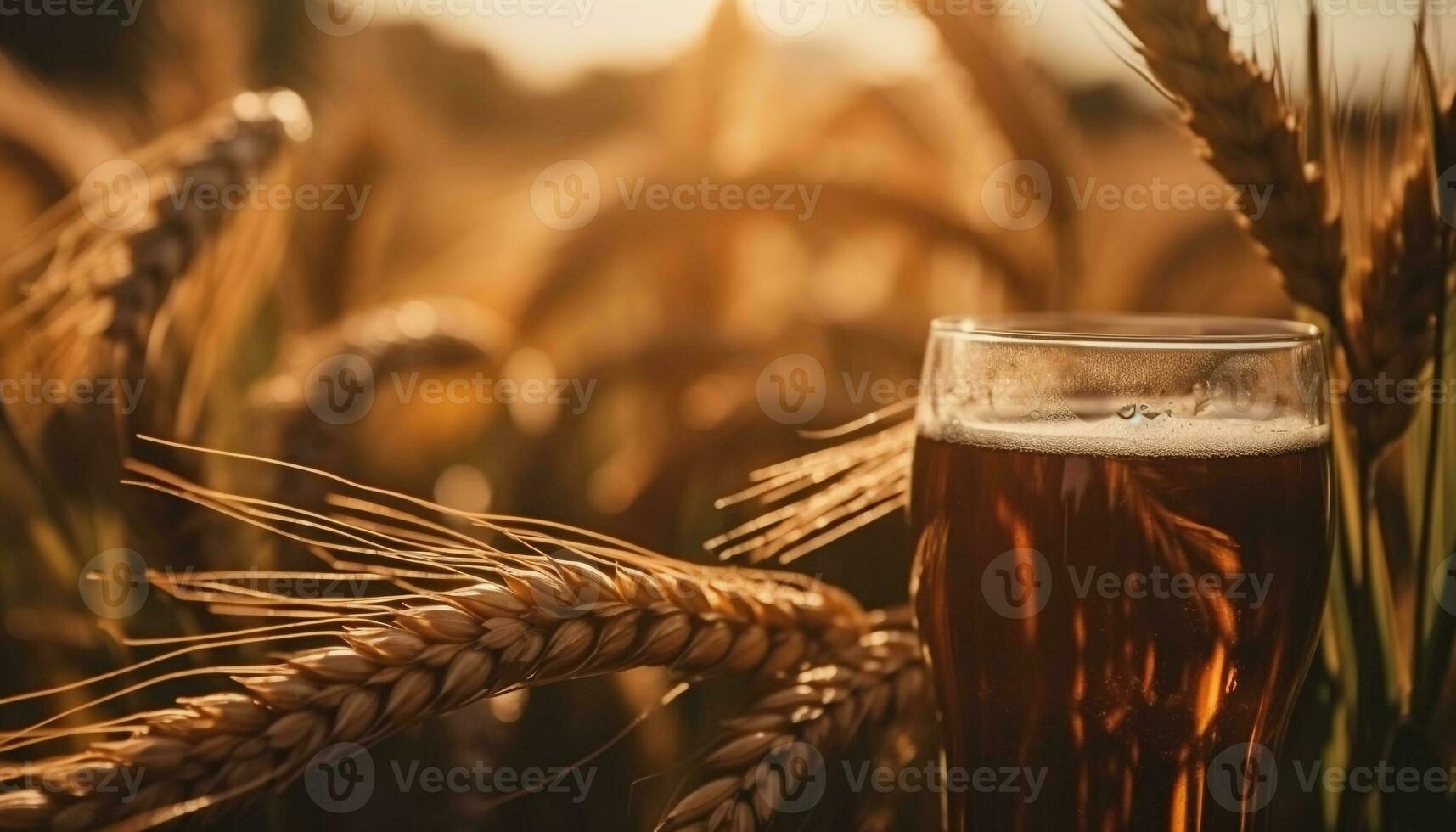 golden Weizen und Gerste brauen schaumig Bier generiert durch ai foto