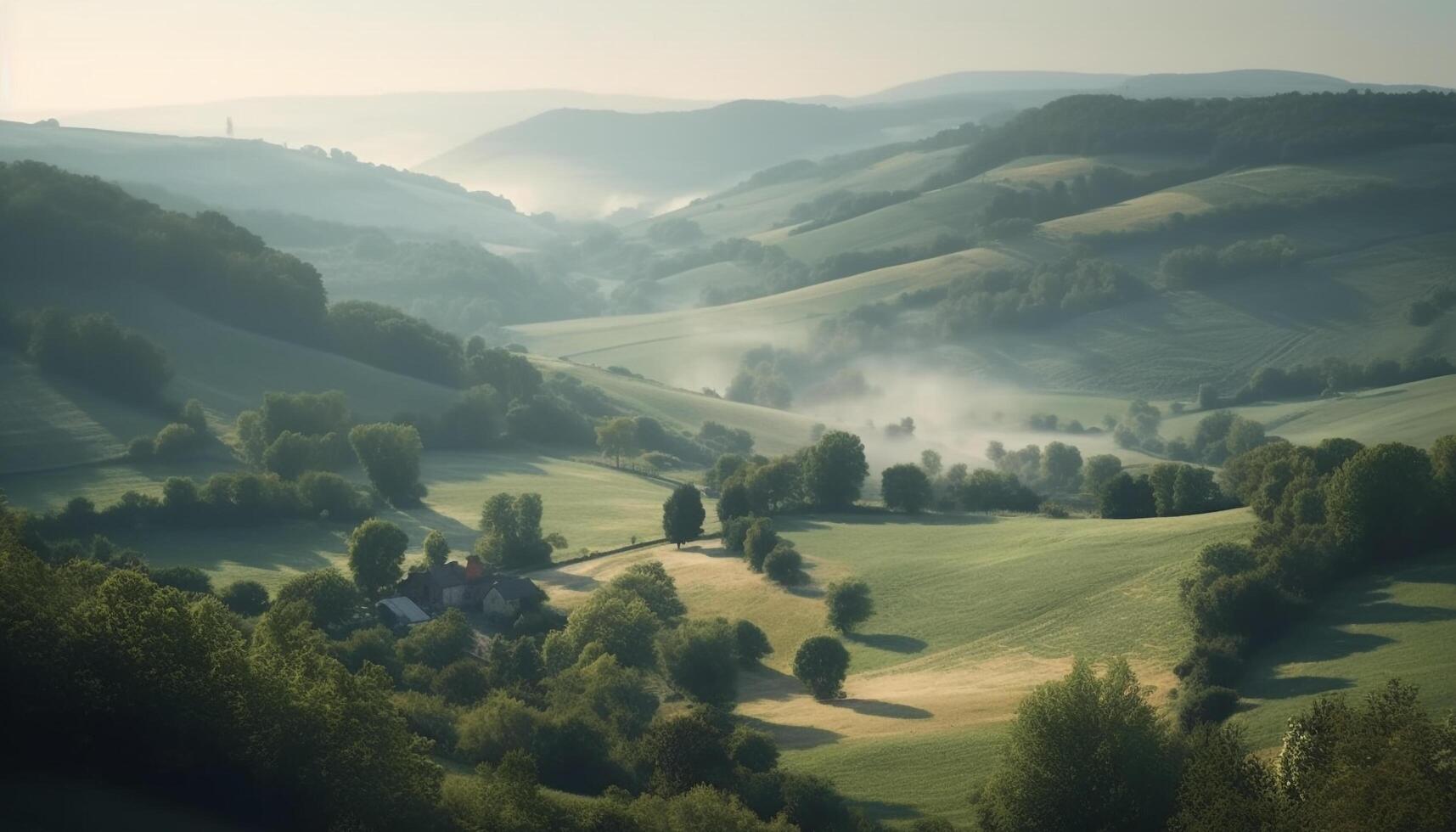 still Wiese, rollen Hügel, majestätisch Berg Angebot generiert durch ai foto