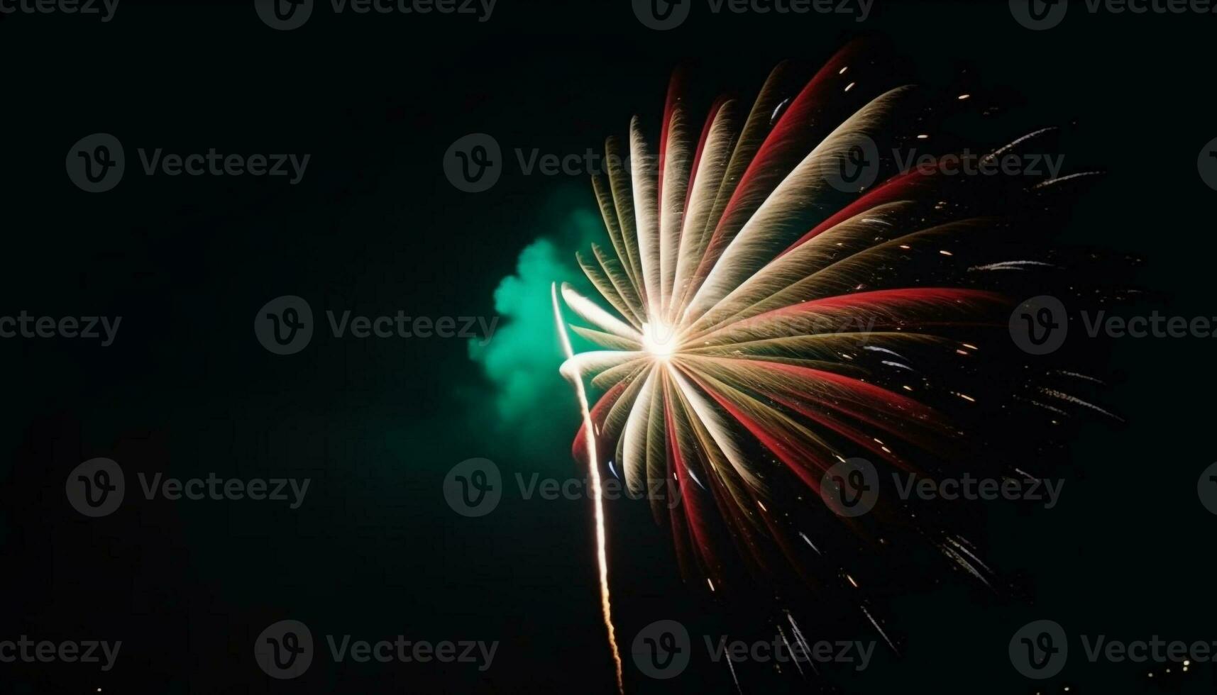 Feuerwerk Anzeige Zünden beschwingt Farben, leuchten dunkel Nacht Himmel generativ ai foto