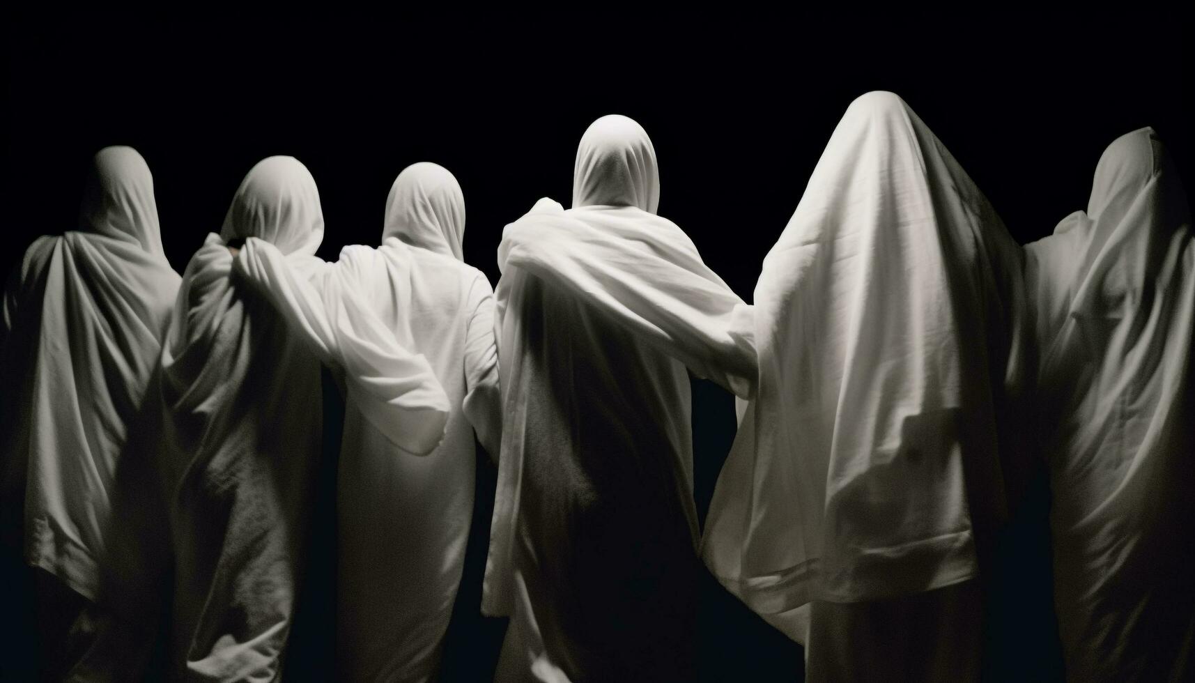einer Person halten religiös Schleier, Gehen draußen im Weiß Kleid generiert durch ai foto