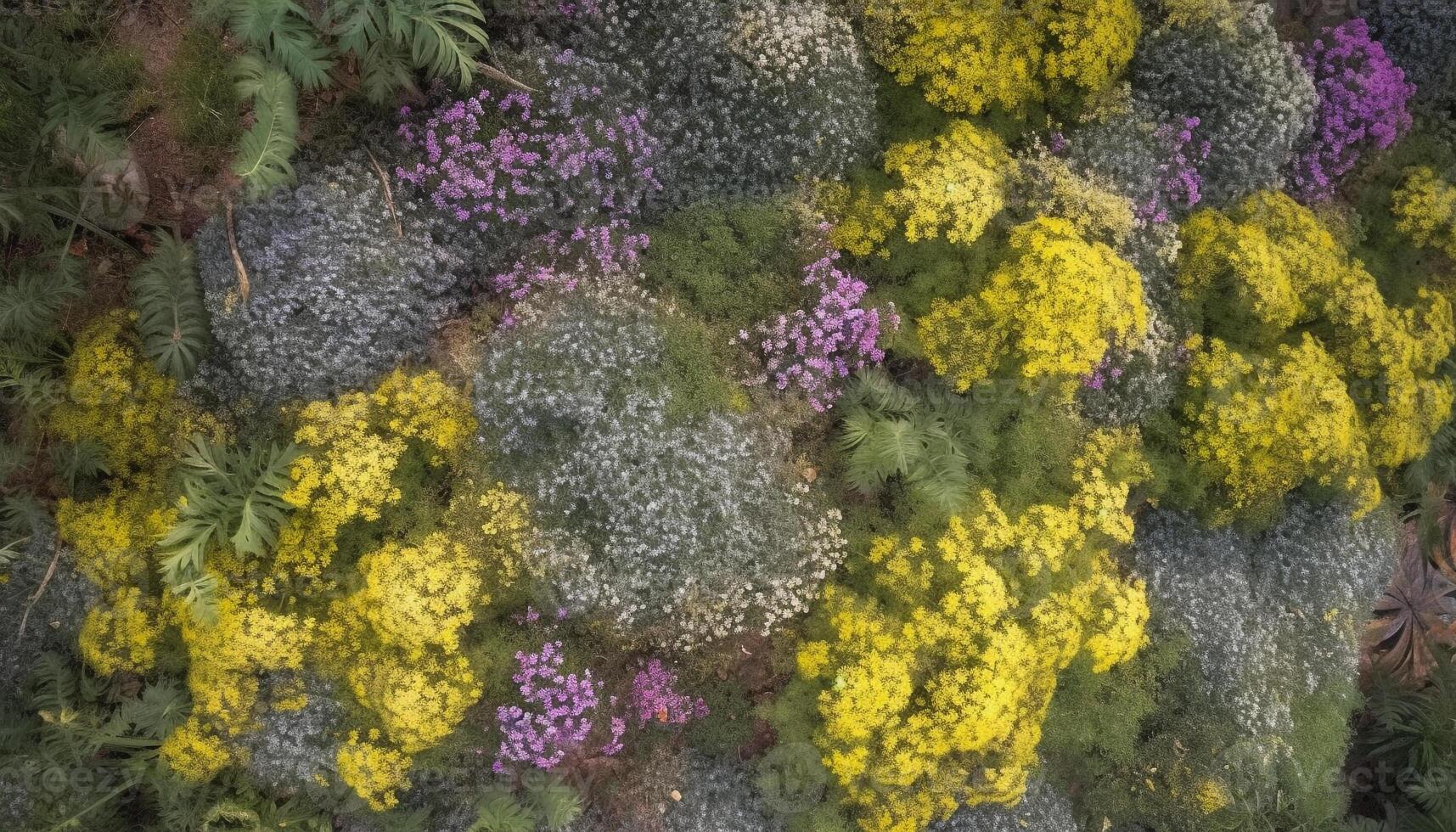 multi farbig Blume Köpfe blühen im Wiese, präsentieren Natur Schönheit generiert durch ai foto