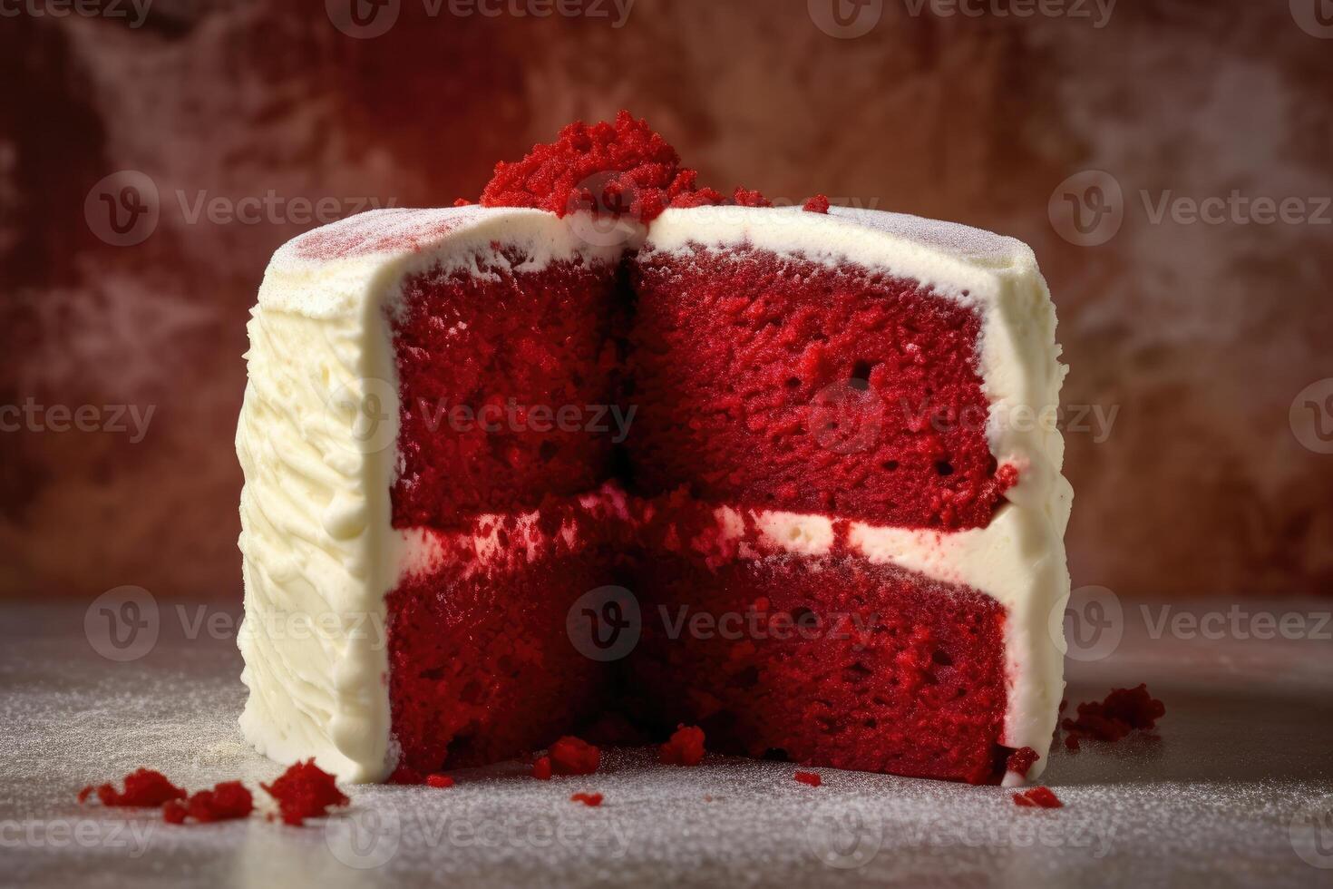 Lager Foto von rot Samt Kuchen Essen Fotografie ai generiert