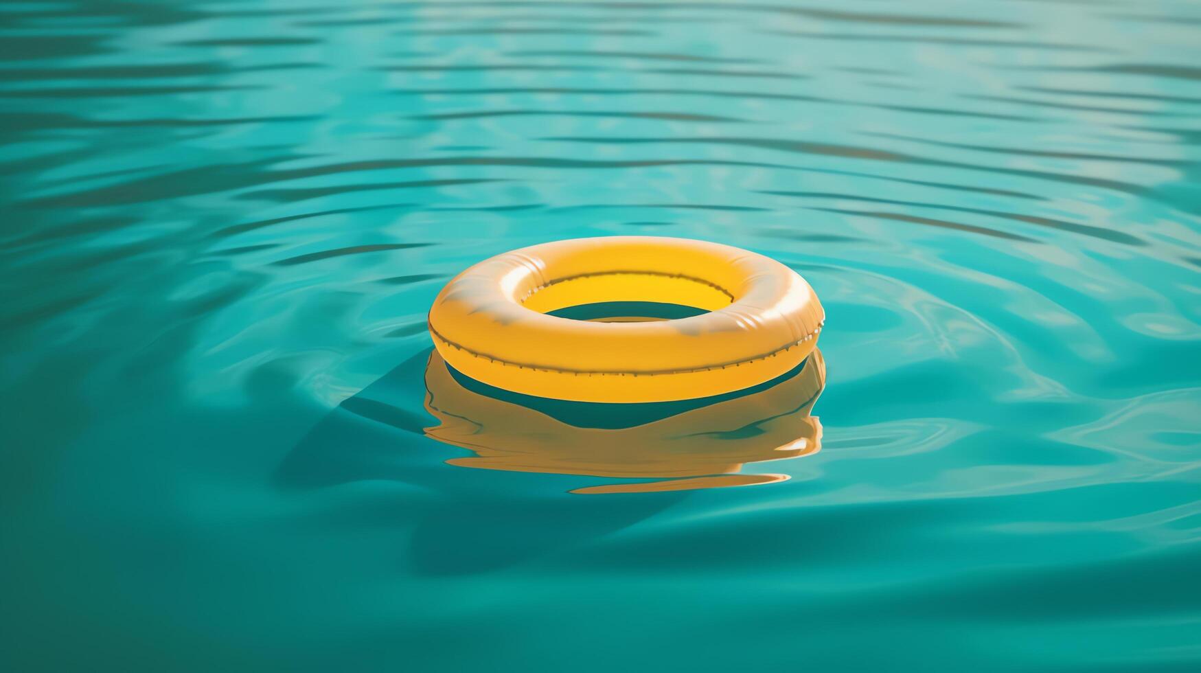 Gelb Ring im das Schwimmen Schwimmbad ai generiert foto