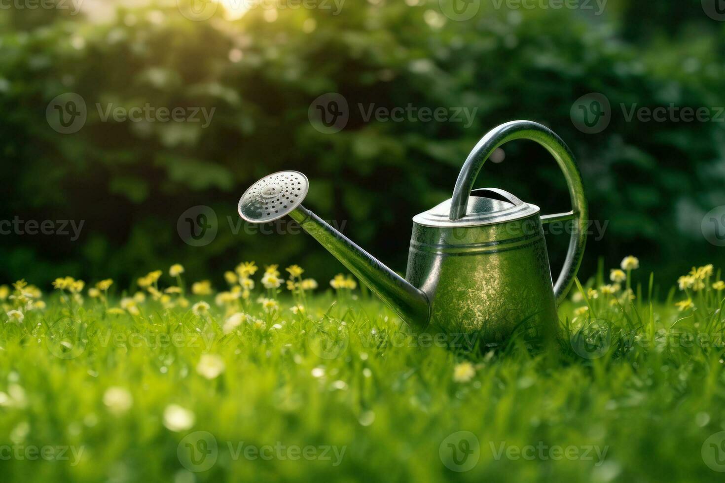 Grün Rasen Bewässerung können generativ ai foto
