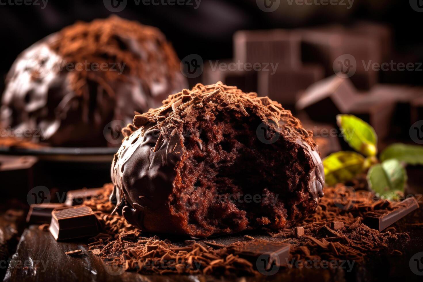 Schokolade Brownies mit Kaffee Sträusel generativ ai foto