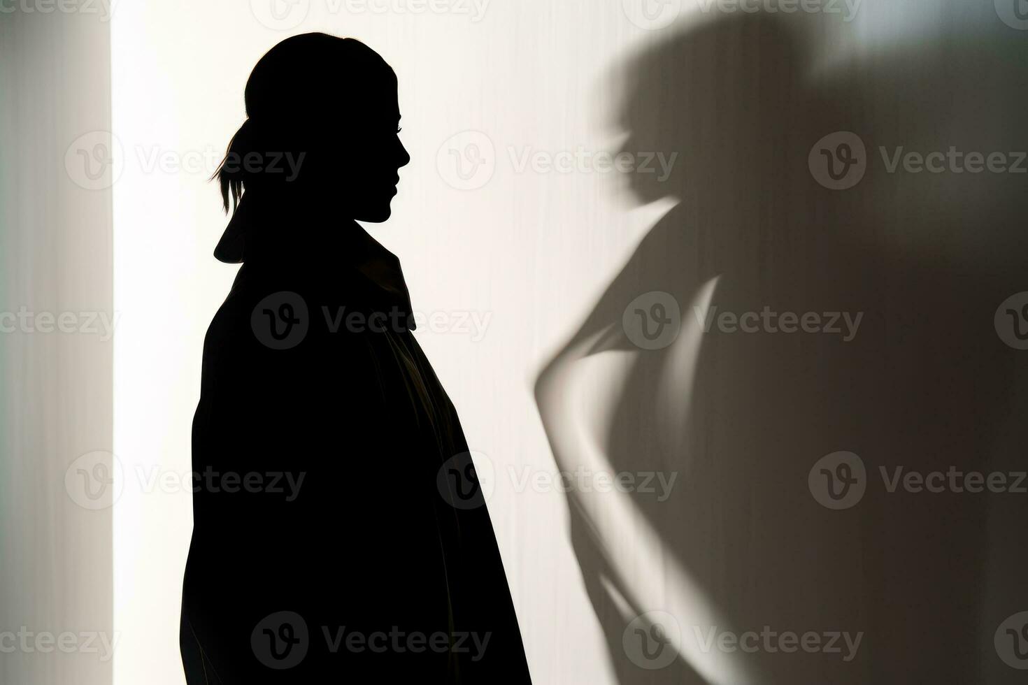 schwarz Silhouette von ein Frau generativ ai foto