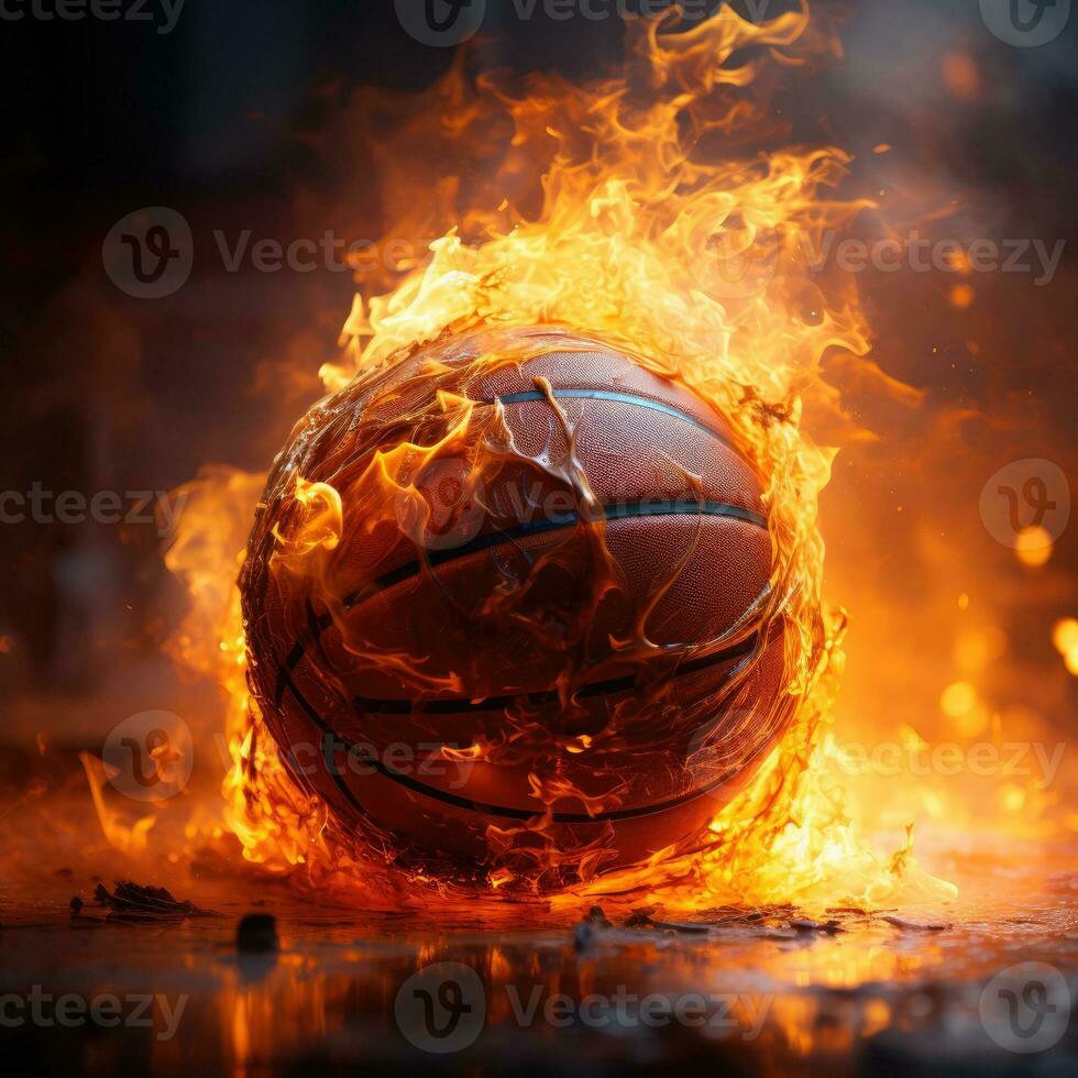 Basketball auf Feuer. generativ ai foto