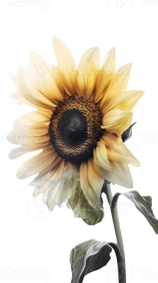 Aquarell Sonnenblume auf transparent Hintergrund. generativ ai. foto