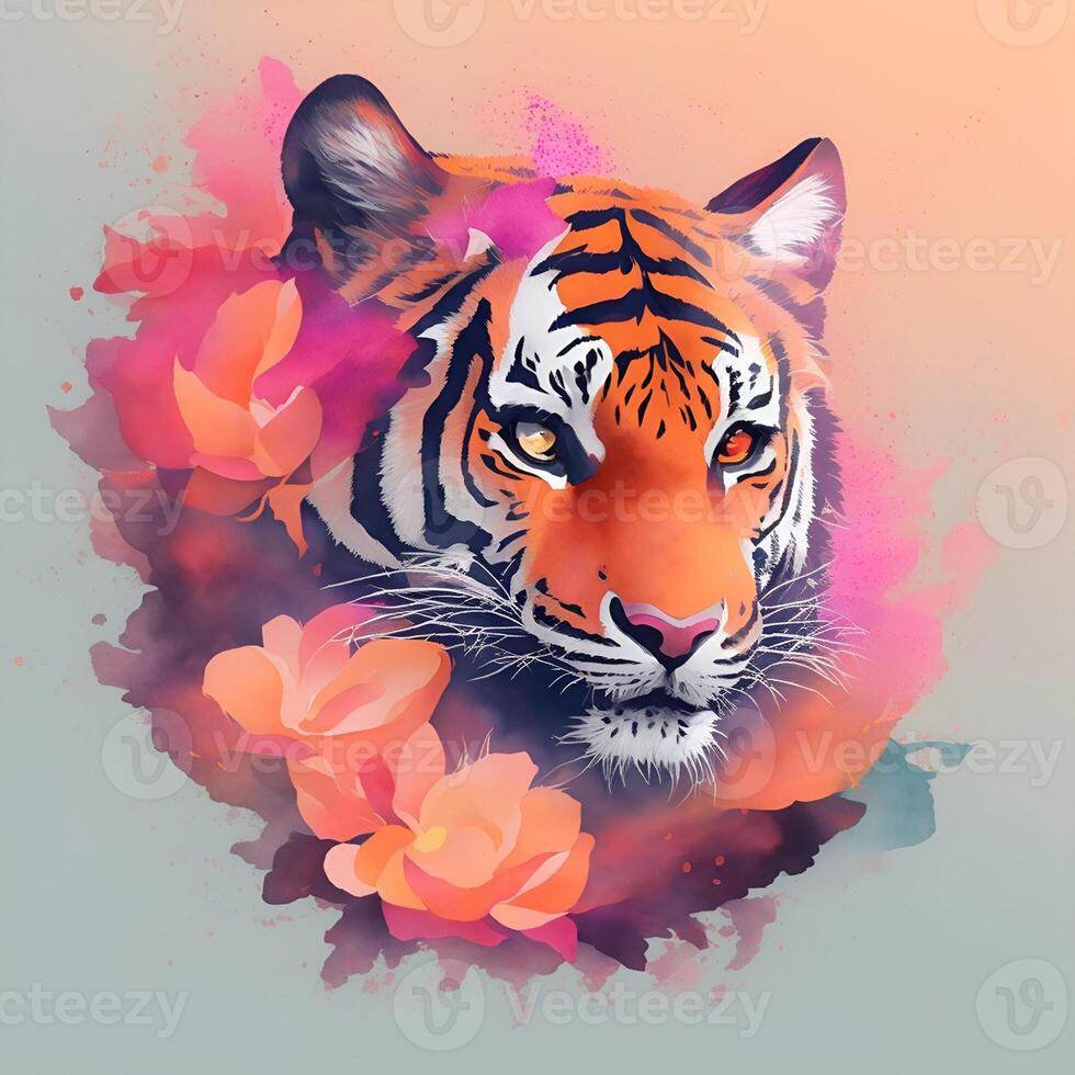 ein detailliert Illustration Gesicht Ninja Tiger. ai generiert. foto