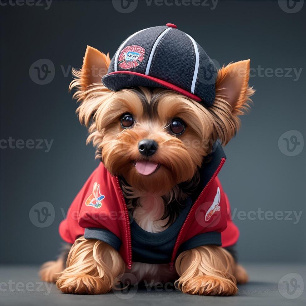 Yorkie Hund mögen ein Modell. ai generiert. foto