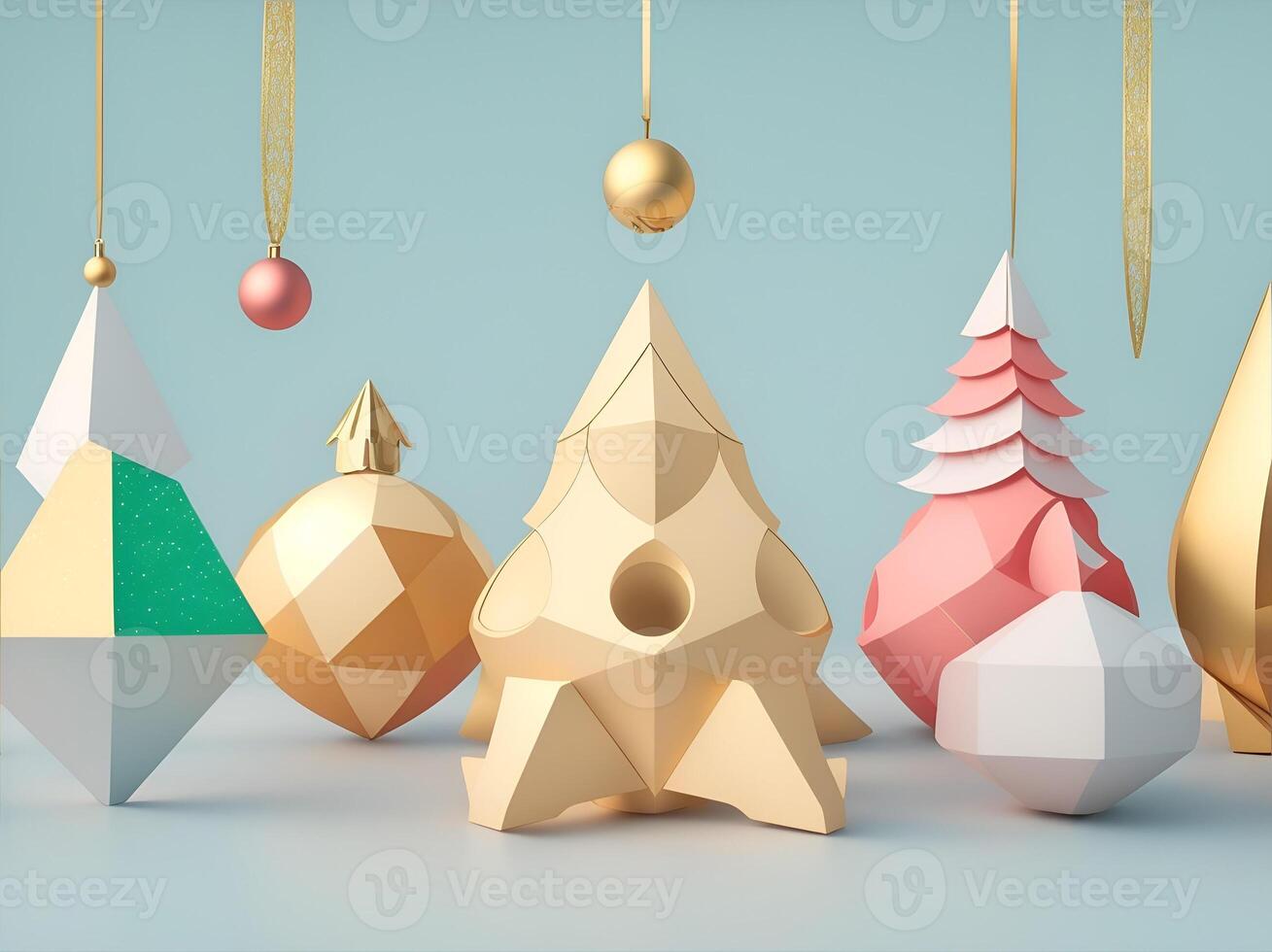 Weihnachten Ornamente, geometrisch Formen, abstrakt Formen, Farbe Ornamente. ai generiert. foto