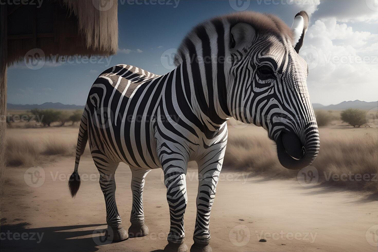 Kreuzung Zebra Elefant. ai generiert foto