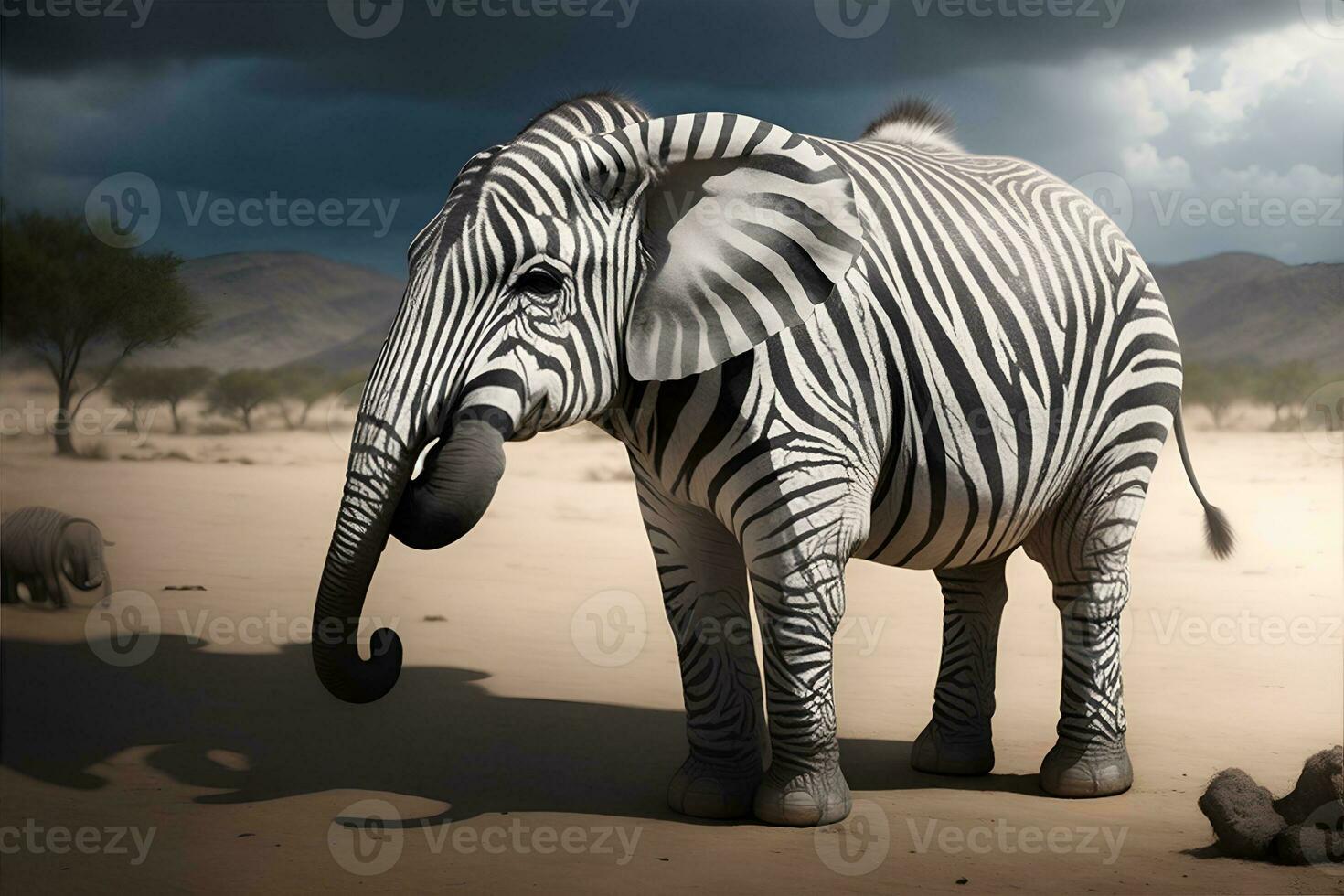 Kreuzung Zebra Elefant. ai generiert foto