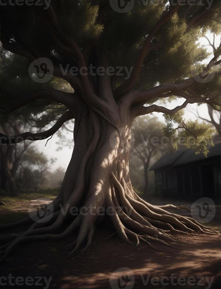 Baum mit Wurzeln. ai generiert foto