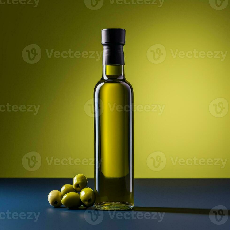 modern minimalistisch Nische Olive Öl Flasche Design, Oliven. ai