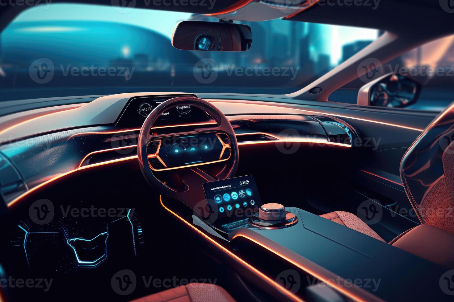 futuristisch Innere von Luxus Wagen. Technologie Auto Armaturenbrett.  generativ ai 25477791 Stock-Photo bei Vecteezy