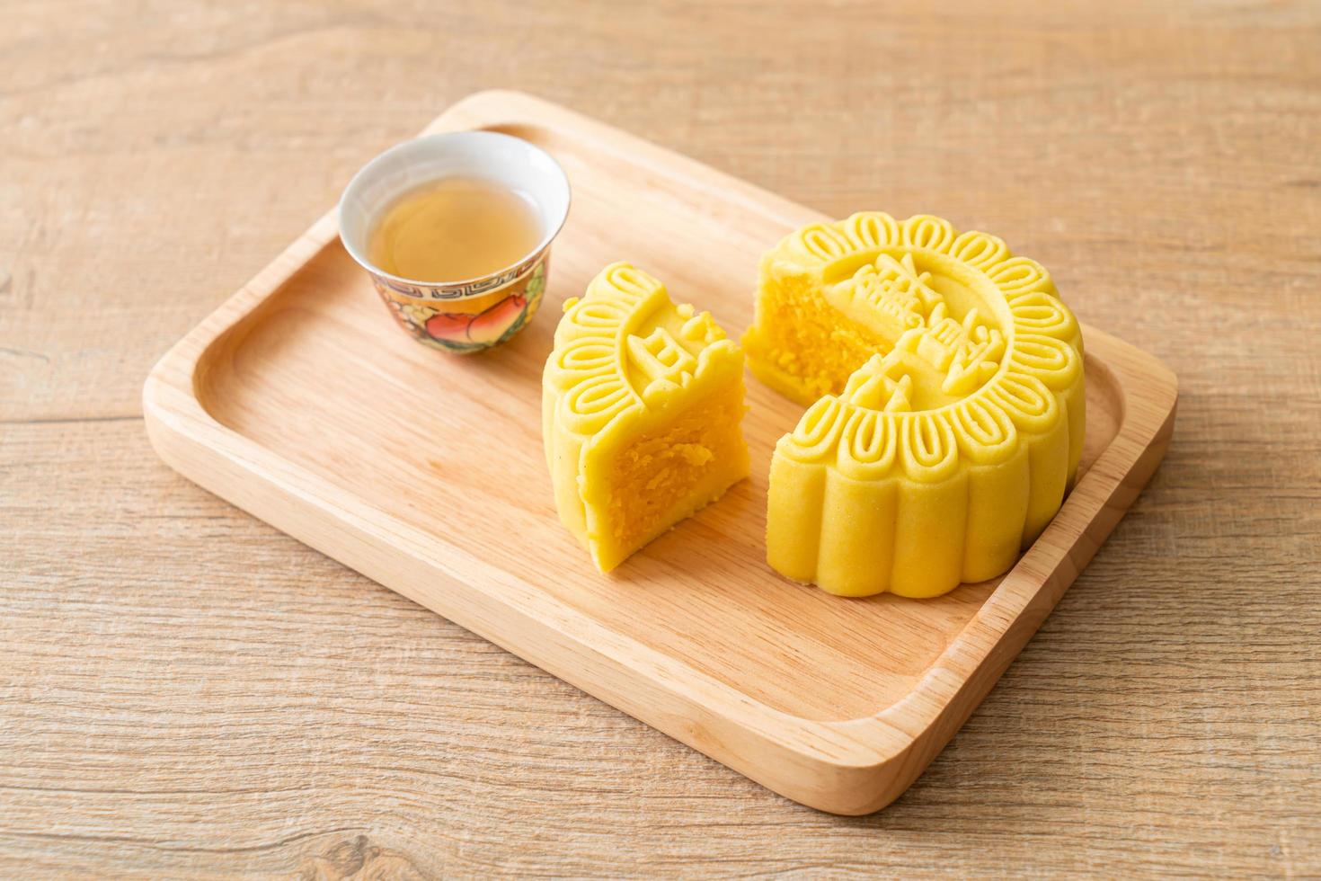 chinesischer mondkuchen puddinggeschmack foto