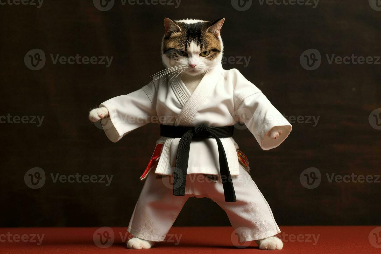 Katze tragen Kimono zum kriegerisch Künste. generativ ai foto