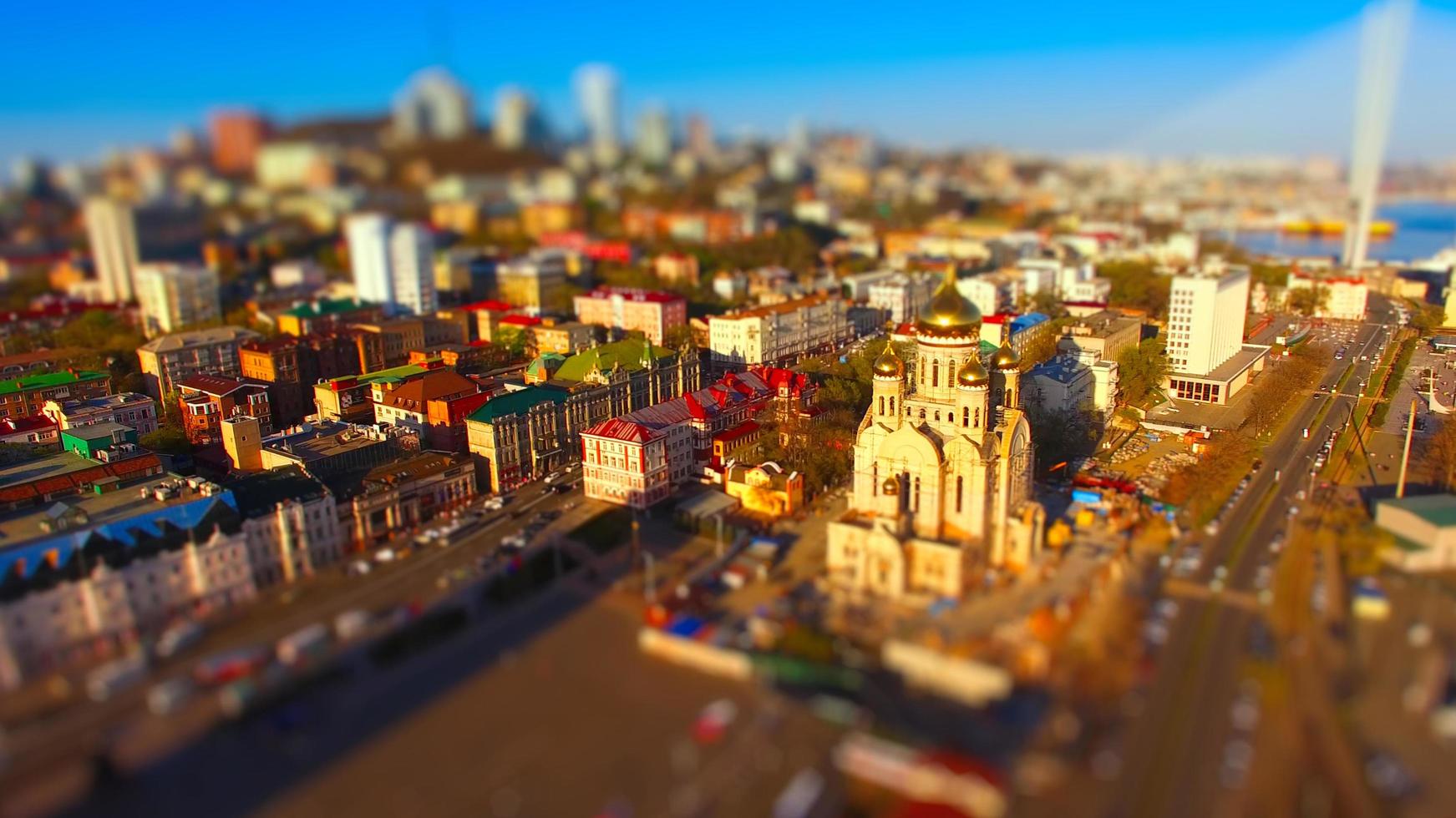 Luftaufnahme der Stadtlandschaft mit Blick auf die Sehenswürdigkeiten foto