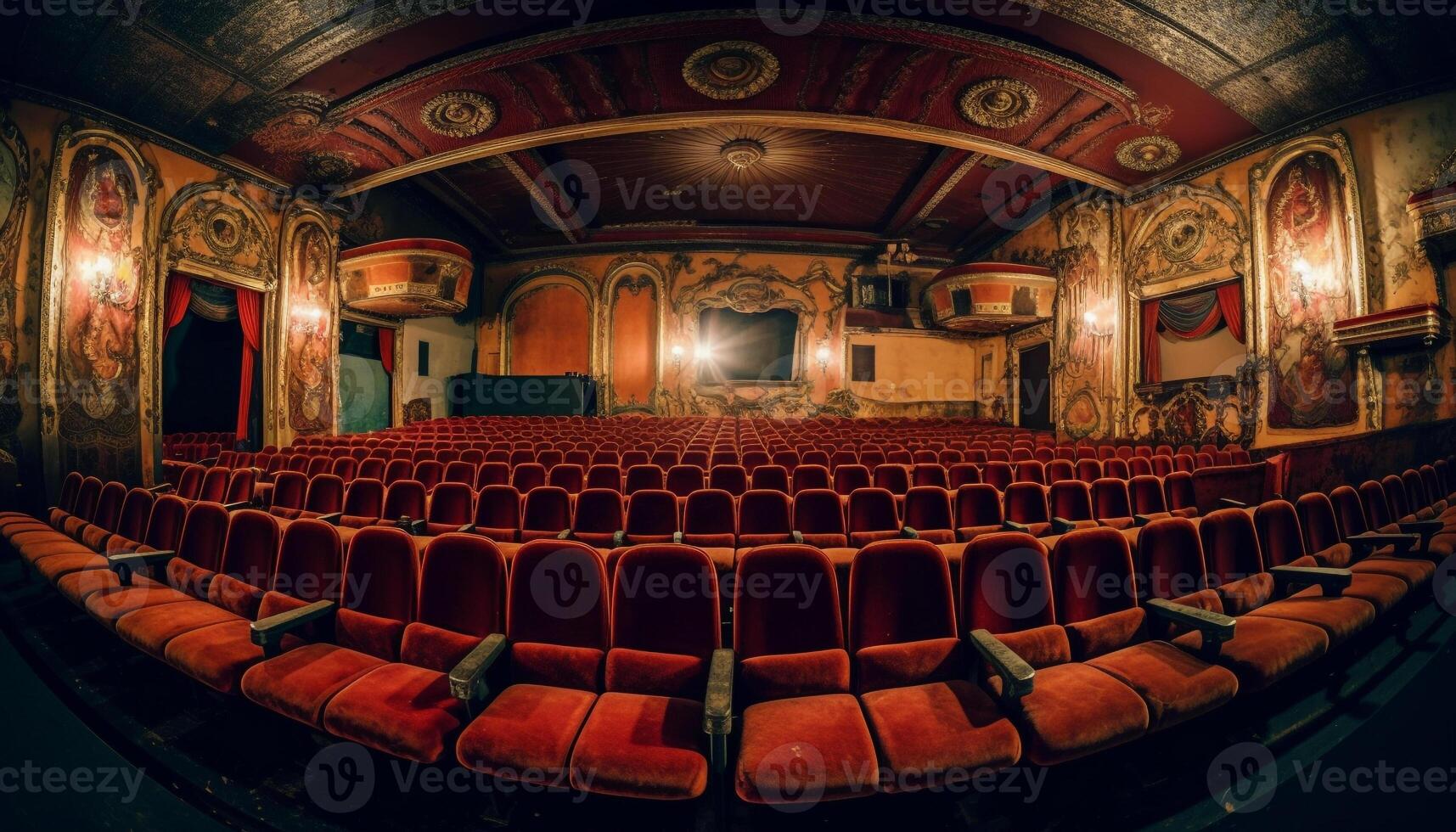 leeren Auditorium mit Reihen von komfortabel Stühle generiert durch ai foto